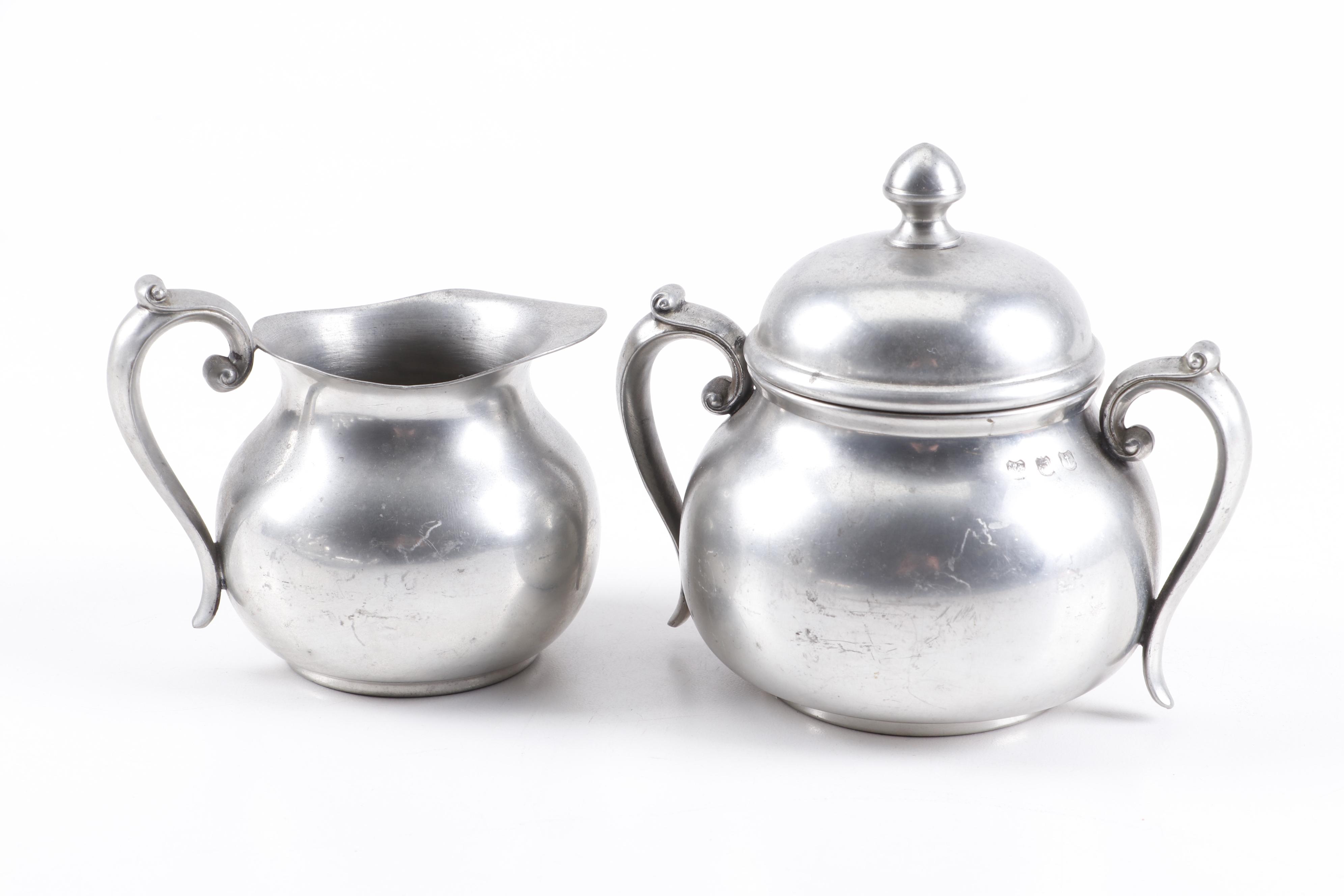 Towle Pewter Tea Set with Wilton Columbia Service Tray