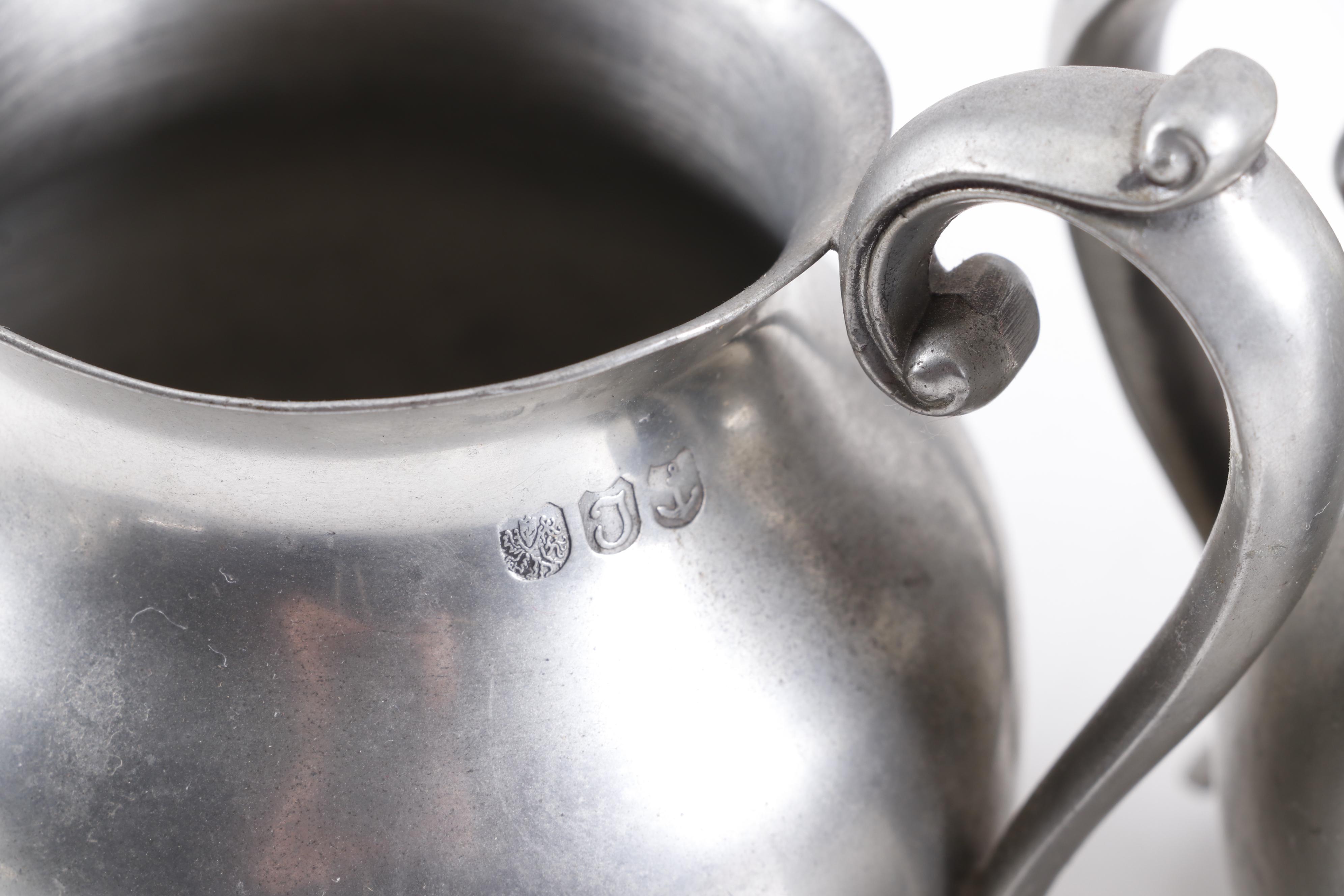 Towle Pewter Tea Set with Wilton Columbia Service Tray