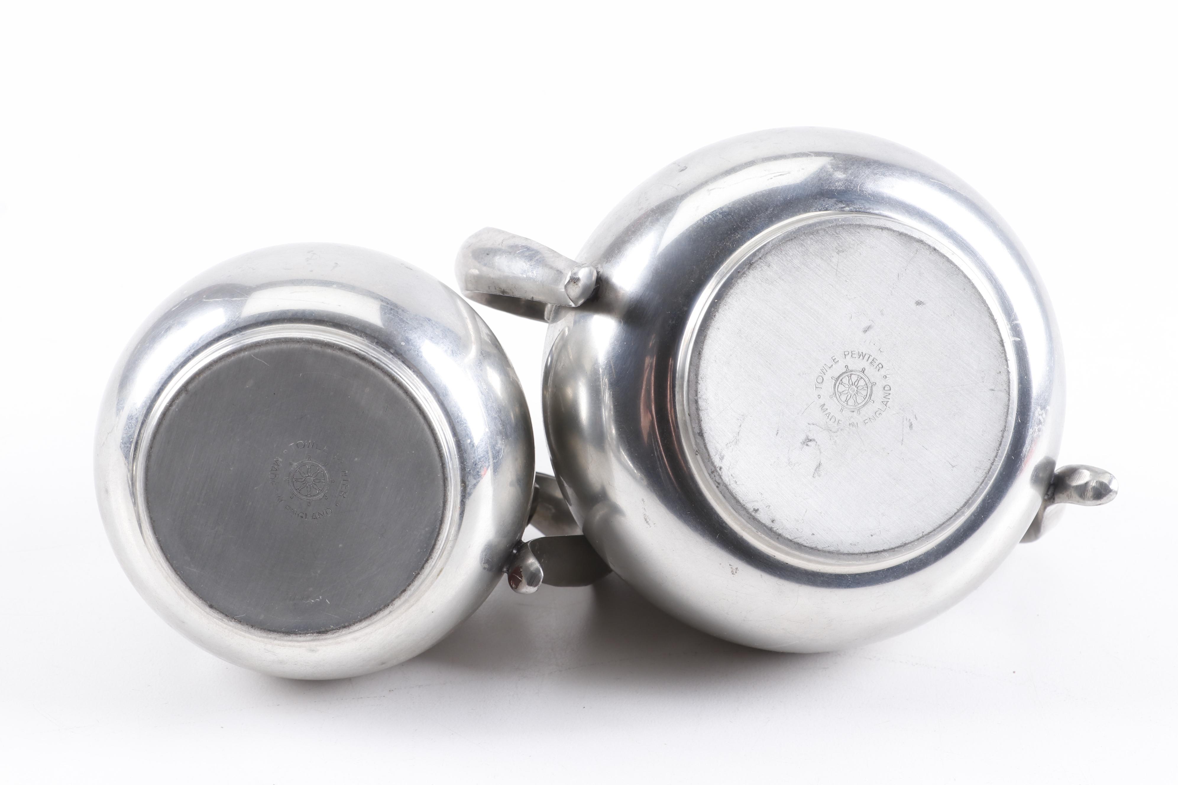 Towle Pewter Tea Set with Wilton Columbia Service Tray