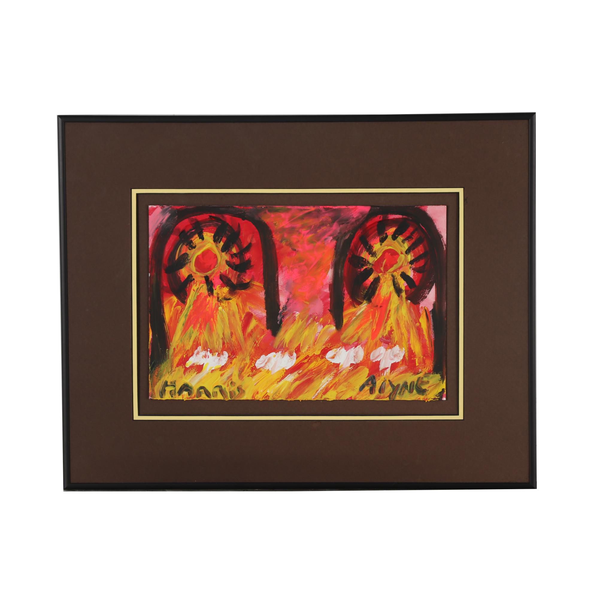 Alyne Harris Acrylic Folk Painting of Abstract Landscape