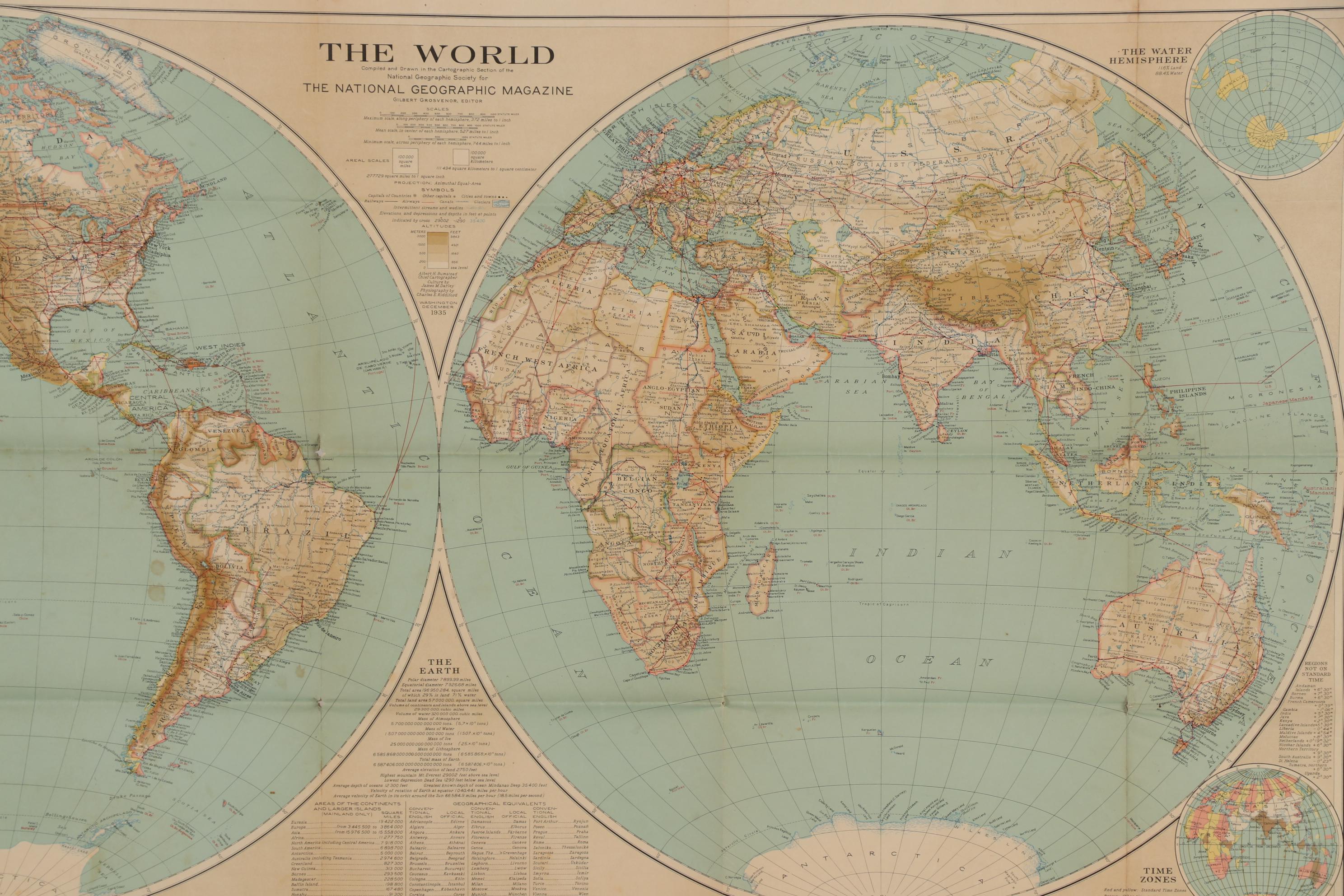 National Geographic 1935 "The World" Map