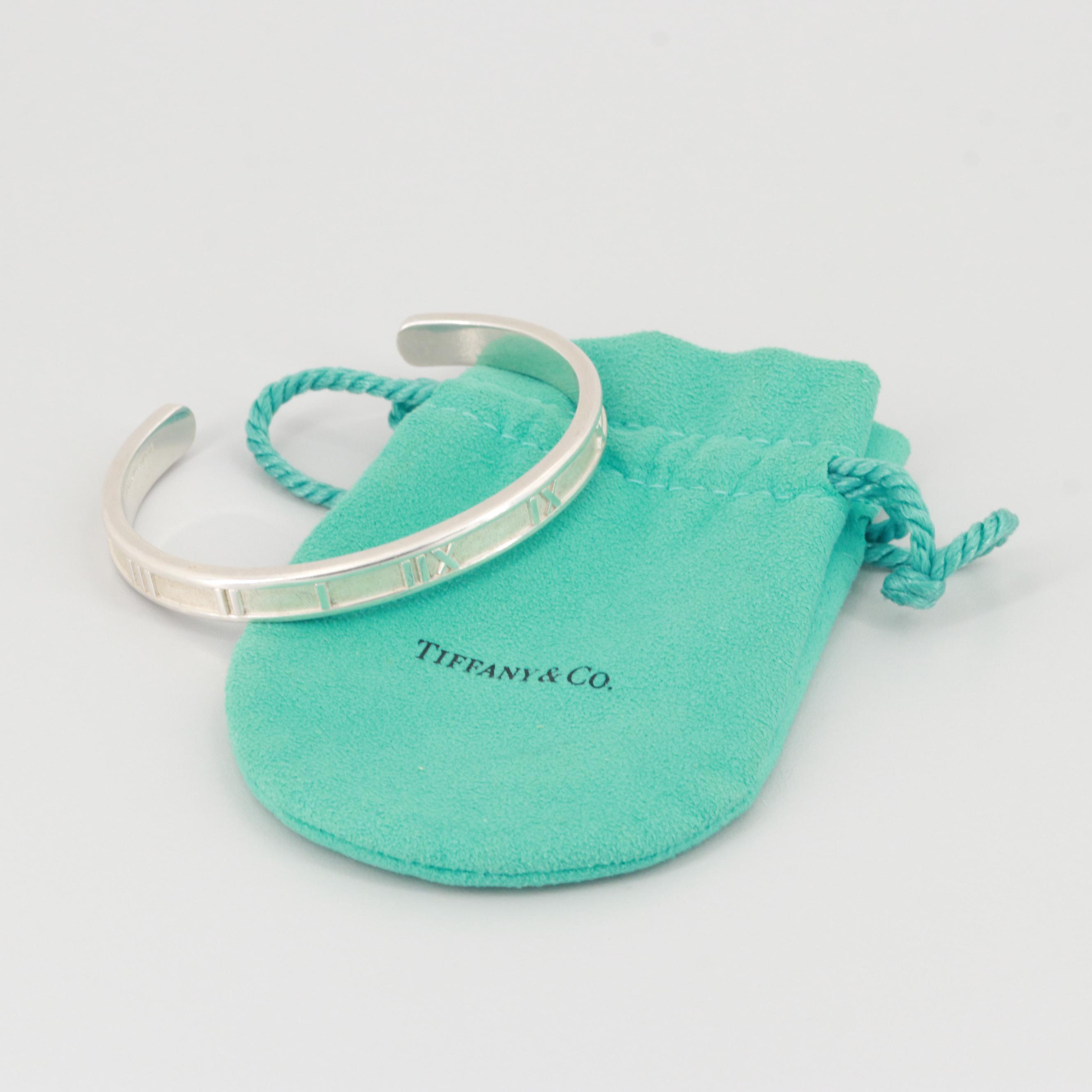 Tiffany & Co. "Atlas" Collection Sterling Silver Cuff Bracelet with Pouch