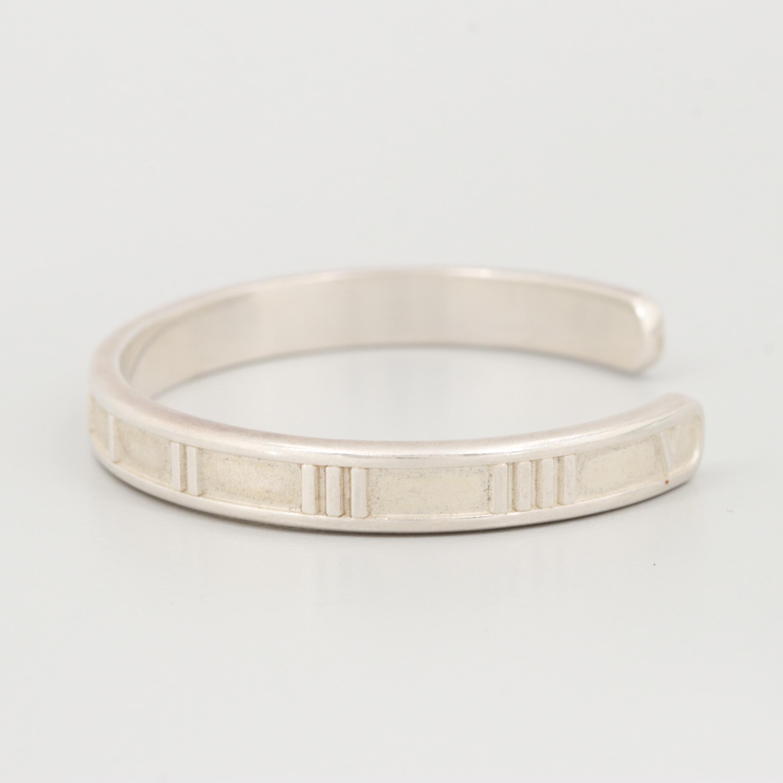 Tiffany & Co. "Atlas" Collection Sterling Silver Cuff Bracelet with Pouch