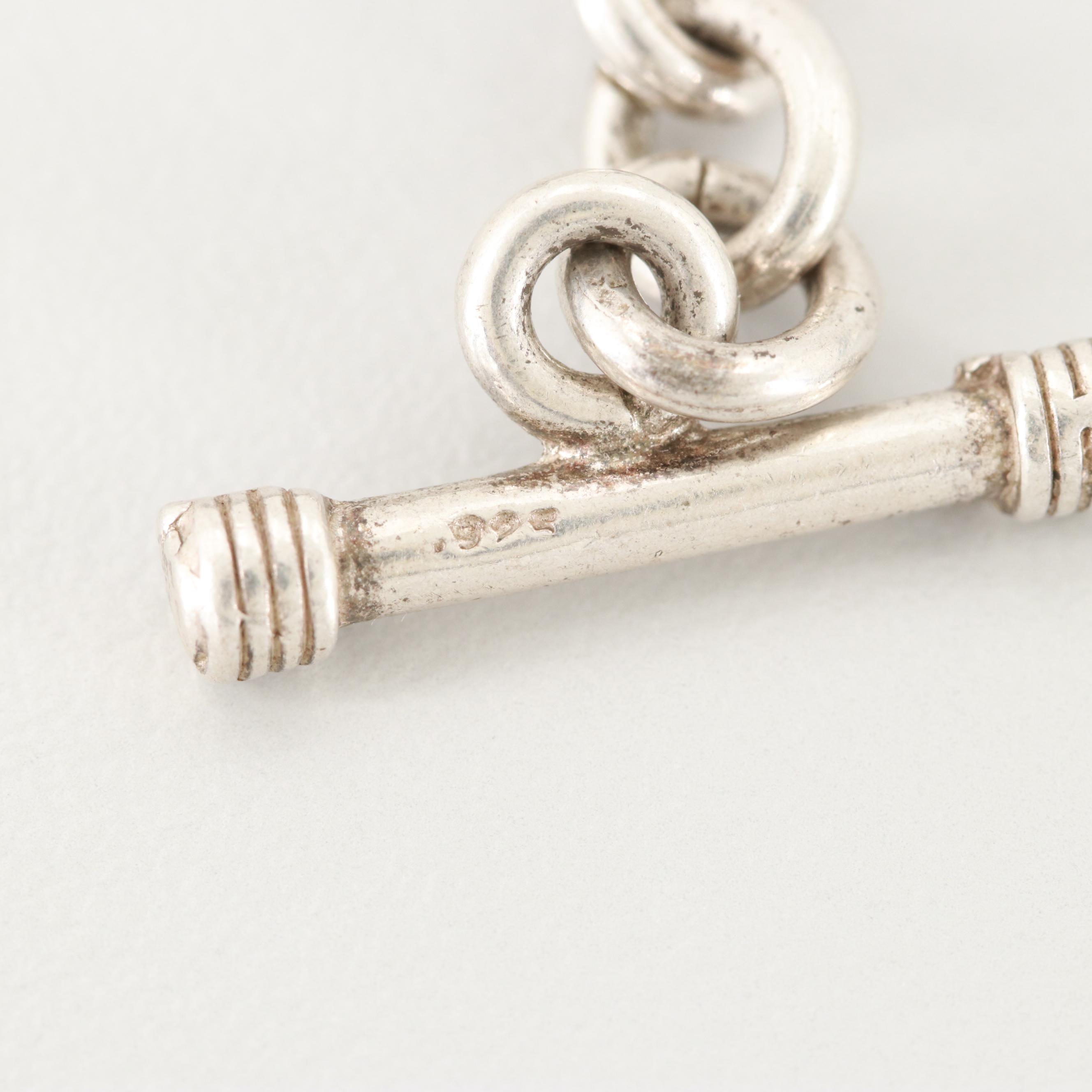 Sterling Silver Link Bracelet with a Heart Pendant