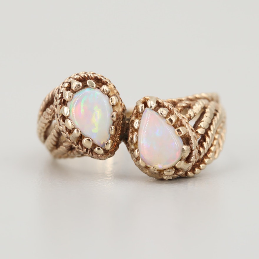 10K Yellow Gold Opal Wirework Ring