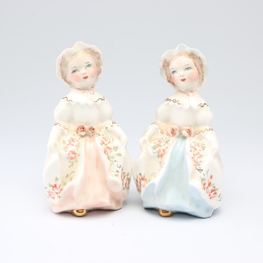 Pair of Hand-Painted Porcelain Figurines, Mid 20th Century