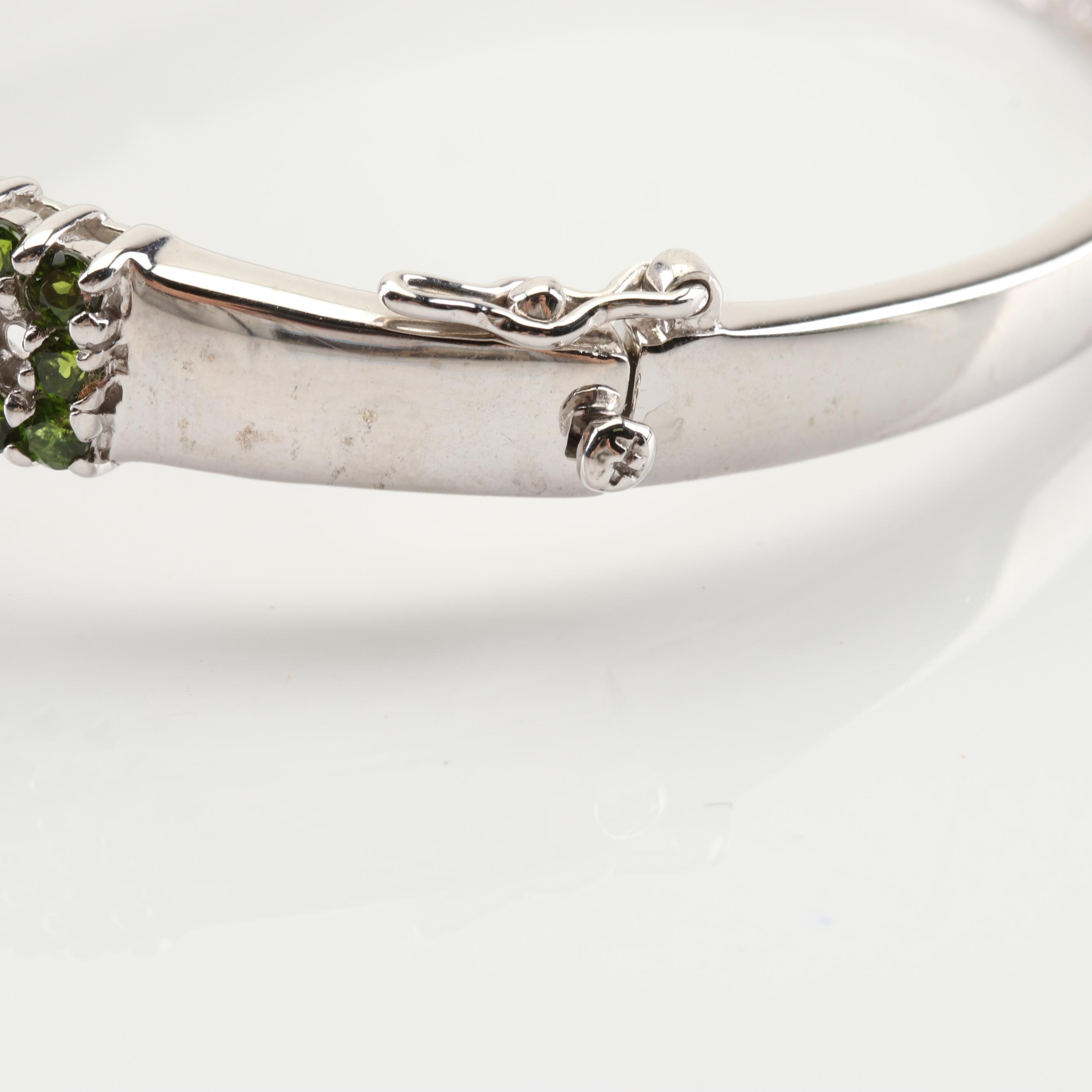 Sterling Silver Garnet, Ruby, Emerald and Chrome Diopside Bracelet