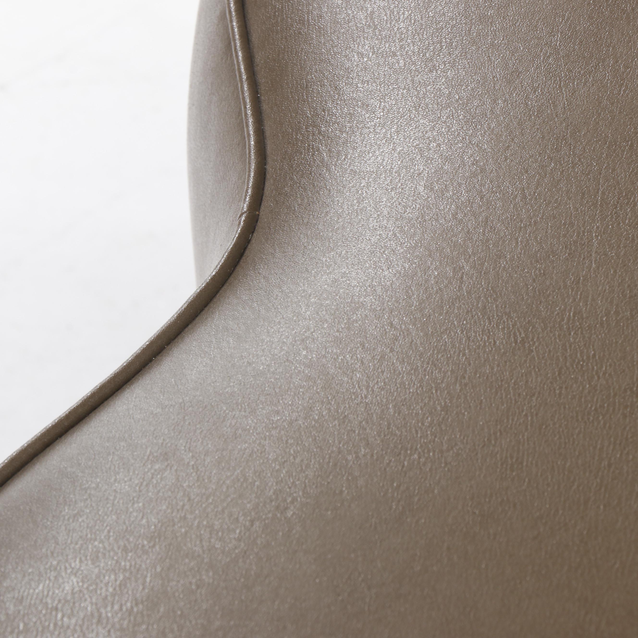 Contemporary Olive Green Faux Leather Upholstered Clover Shaped Ottoman