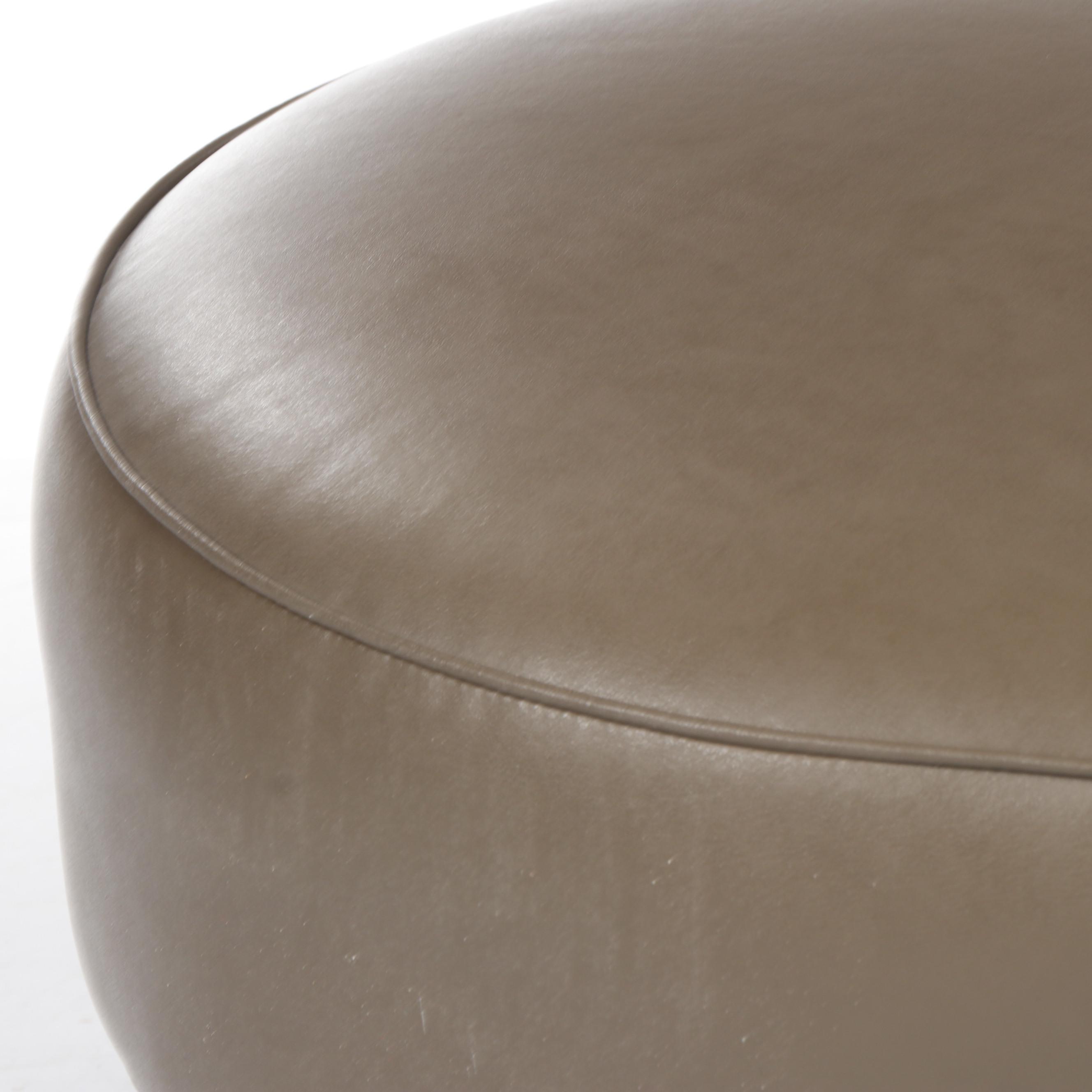 Contemporary Olive Green Faux Leather Upholstered Clover Shaped Ottoman