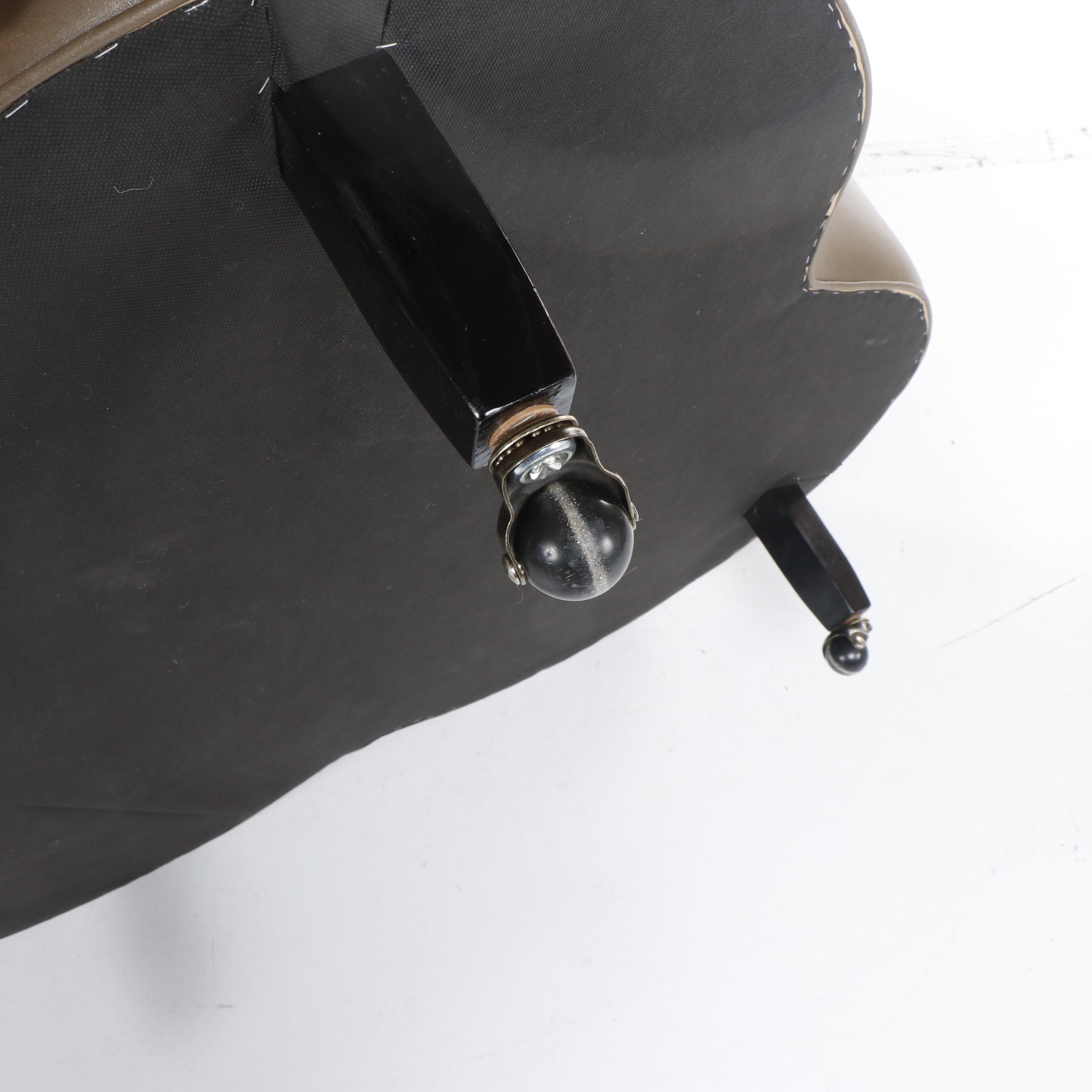 Contemporary Olive Green Faux Leather Upholstered Clover Shaped Ottoman