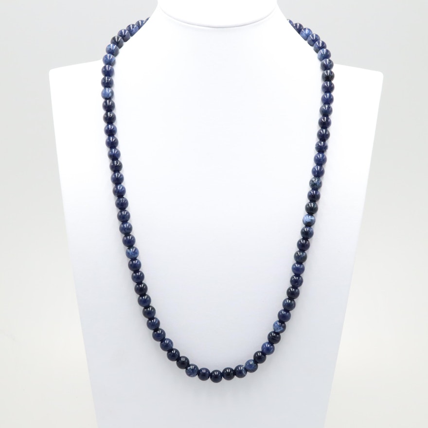 14K Yellow Gold Sodalite Necklace