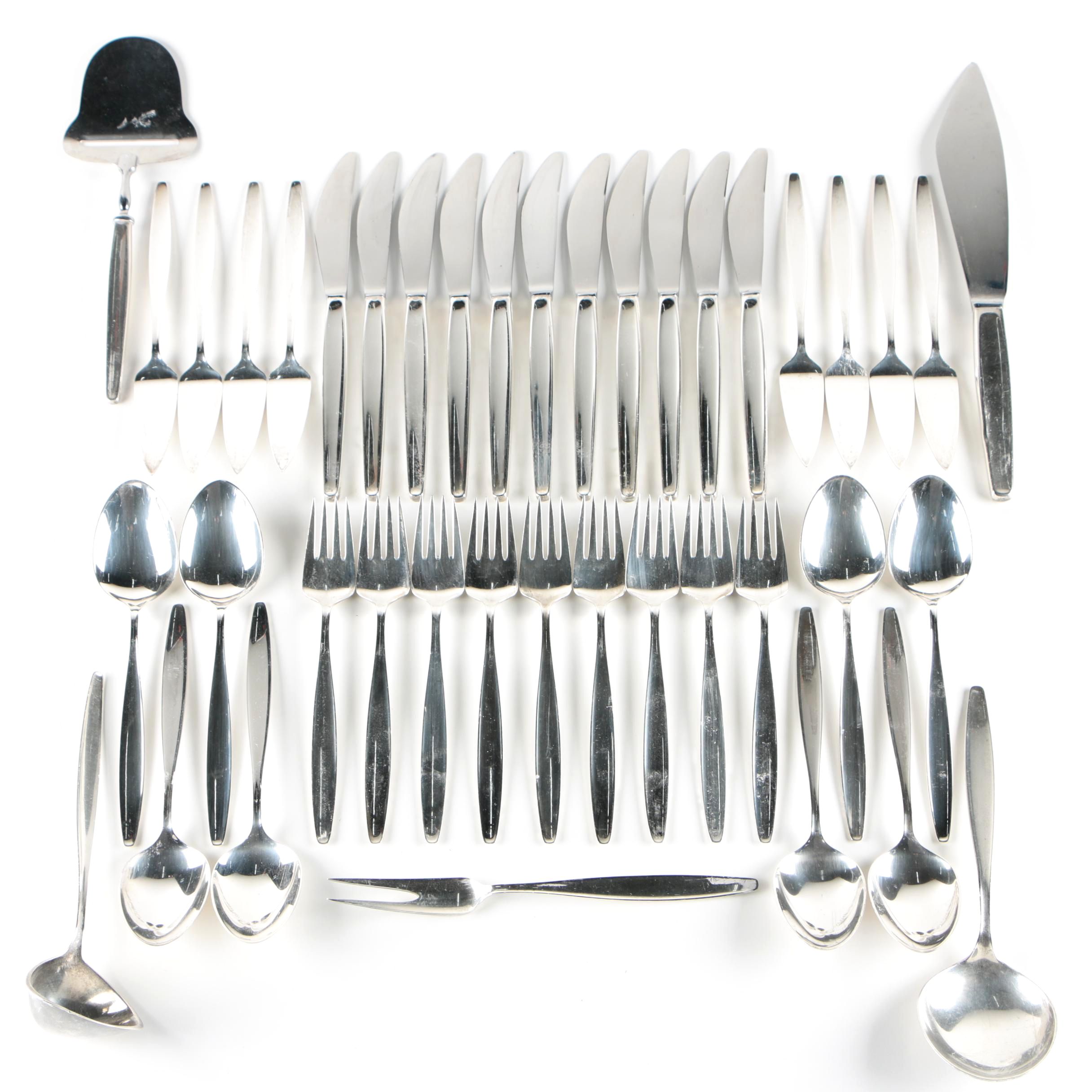 Georg Jensen "Cypress" Sterling Silver Flatware, Denmark, Circa 1954