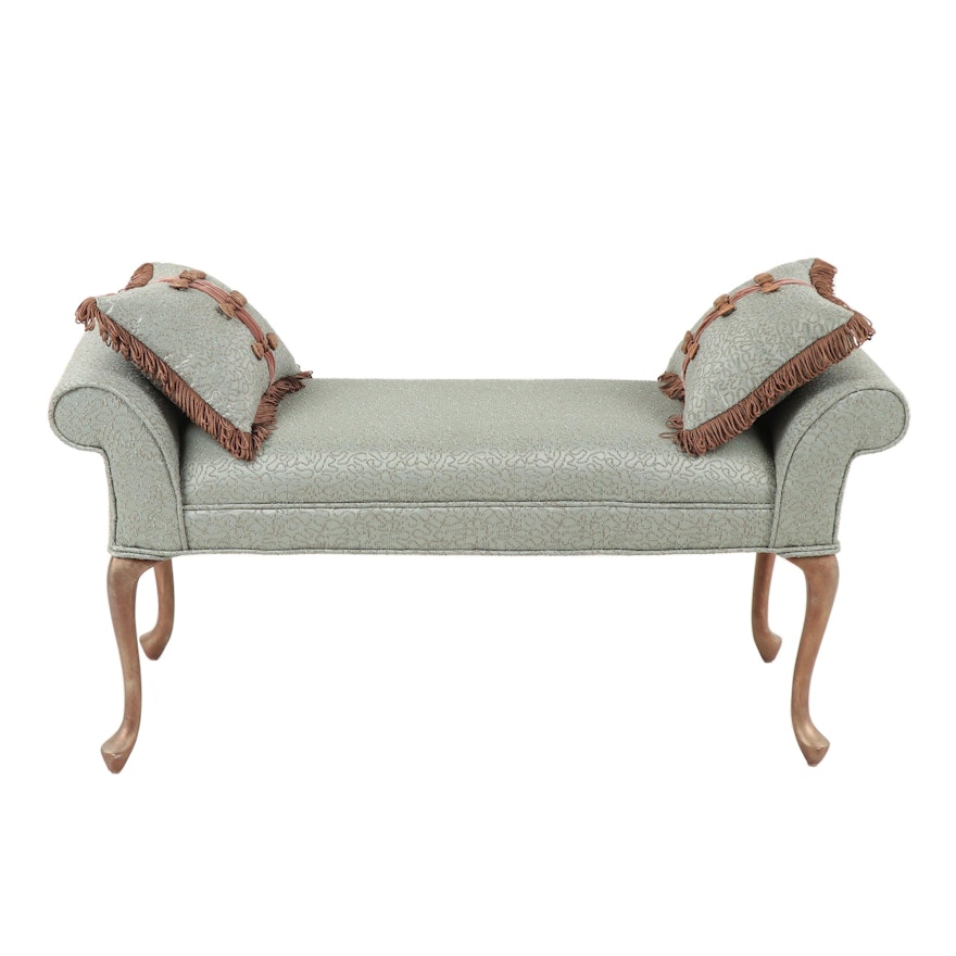 Contemporary Upholstered Bench with Accent Pillows