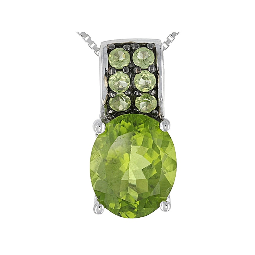 Sterling Silver Peridot Pendant with Chain