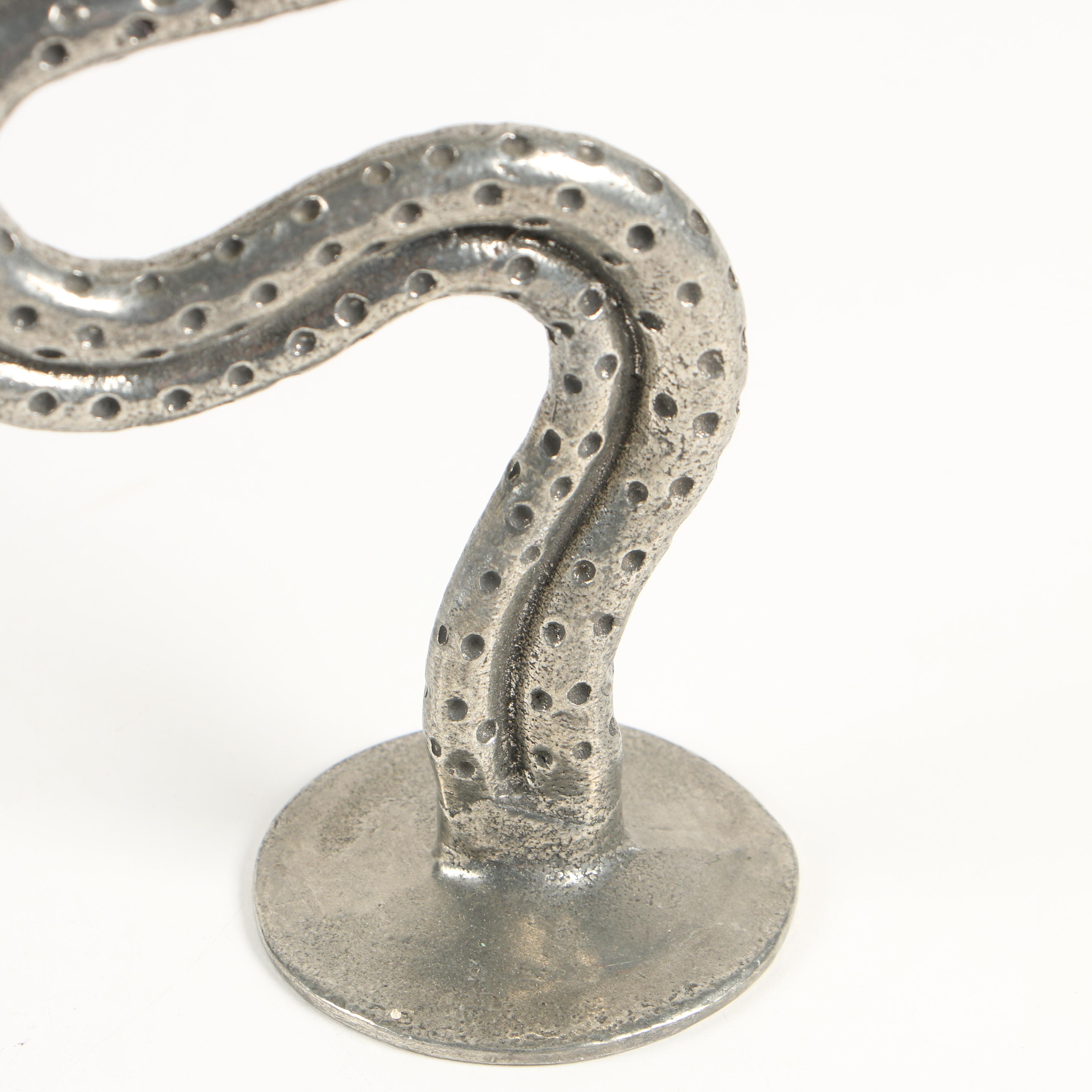 Patrick Meyer Modernist Serpentine Cast Pewter Candlesticks