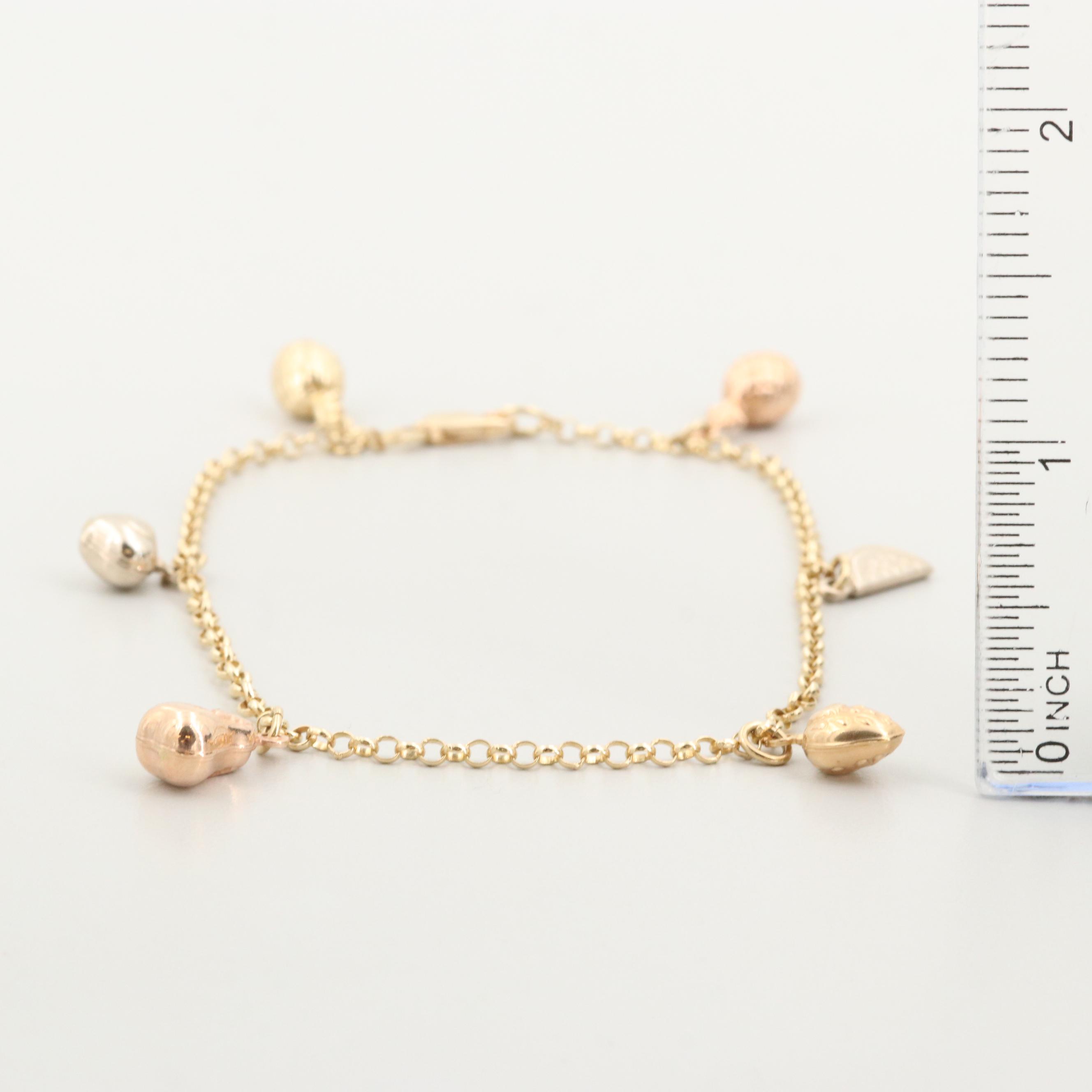 14K Yellow Gold Charm Ankle Bracelet