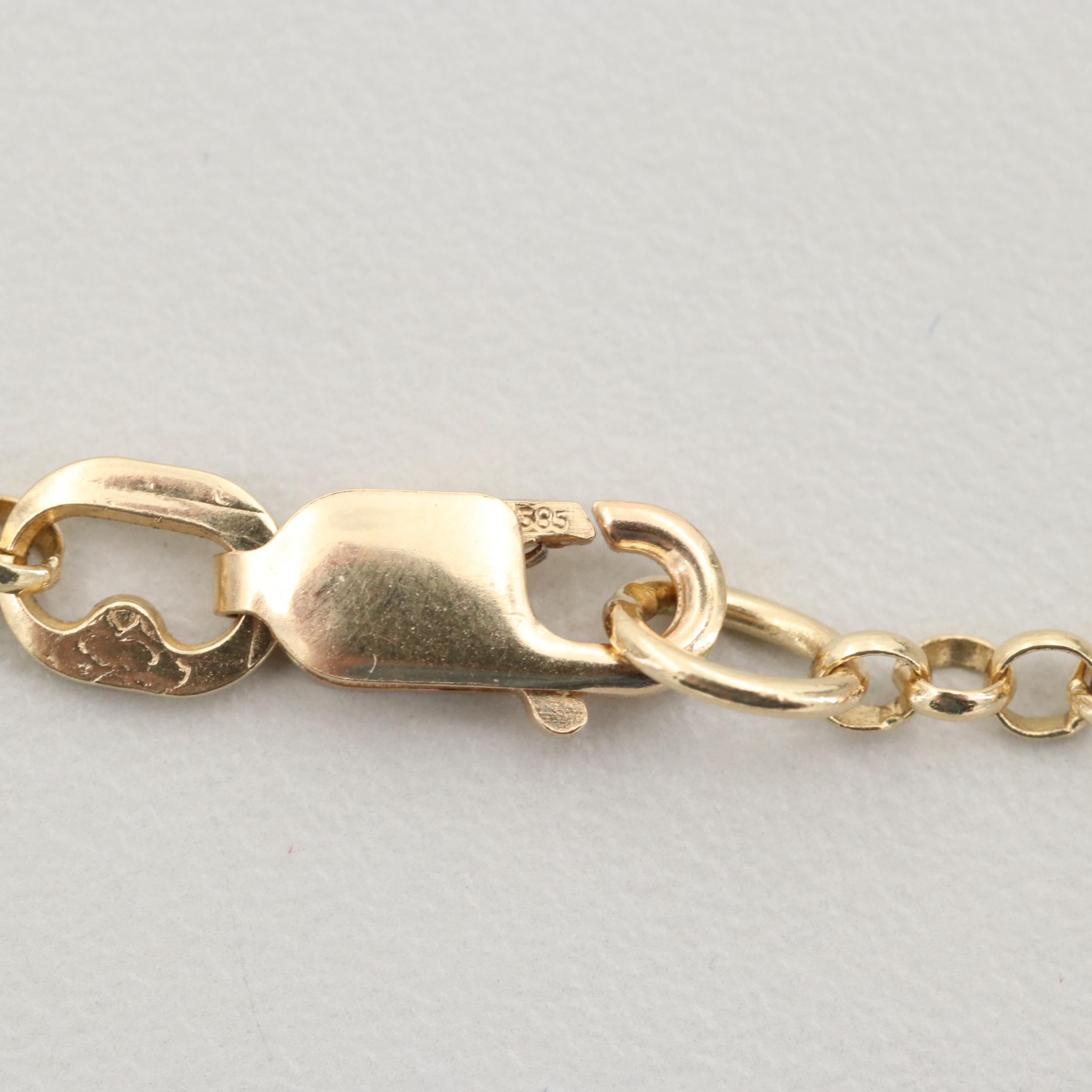 14K Yellow Gold Charm Ankle Bracelet