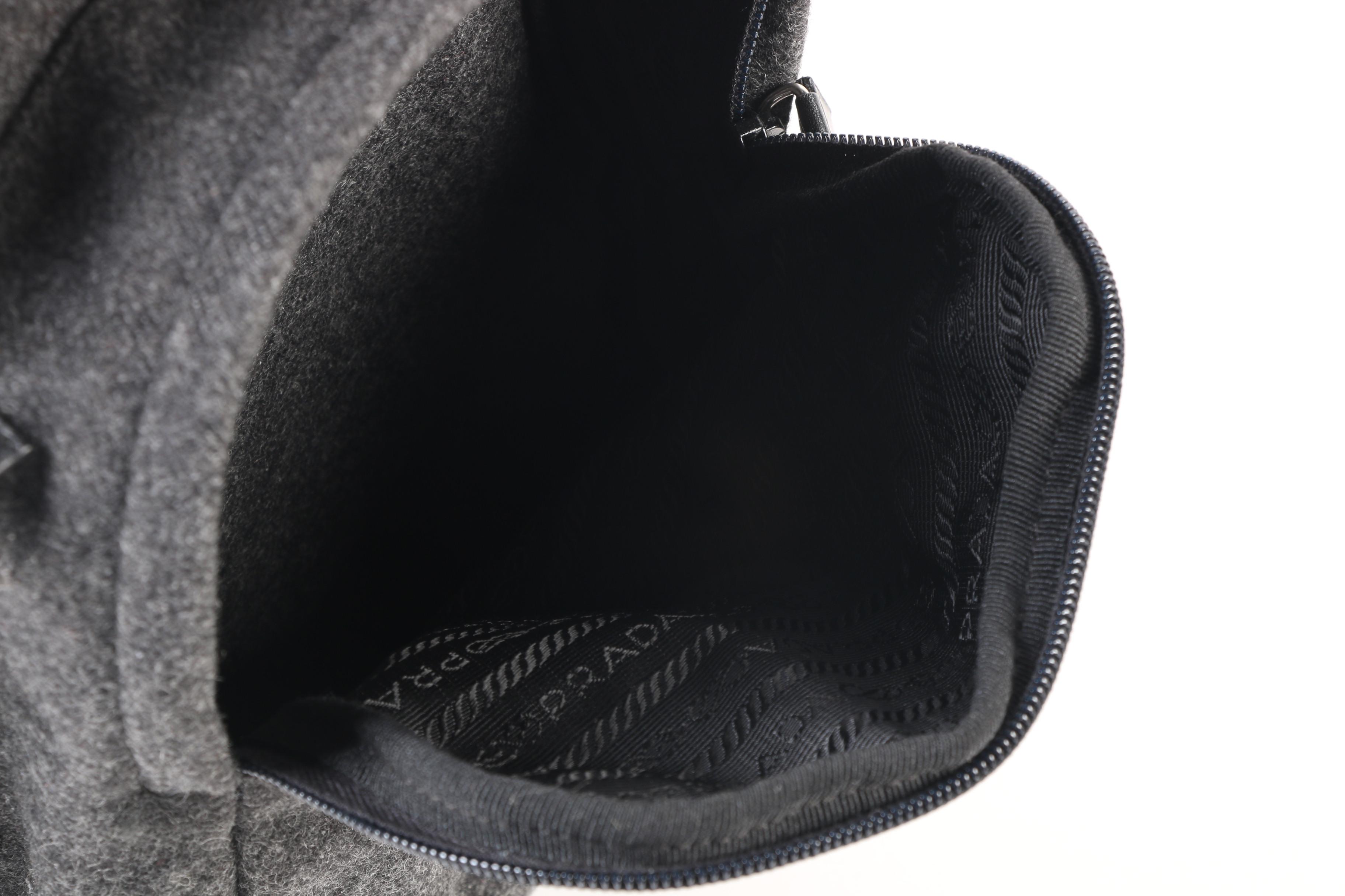 Prada Drawstring Gray Flannel Backpack