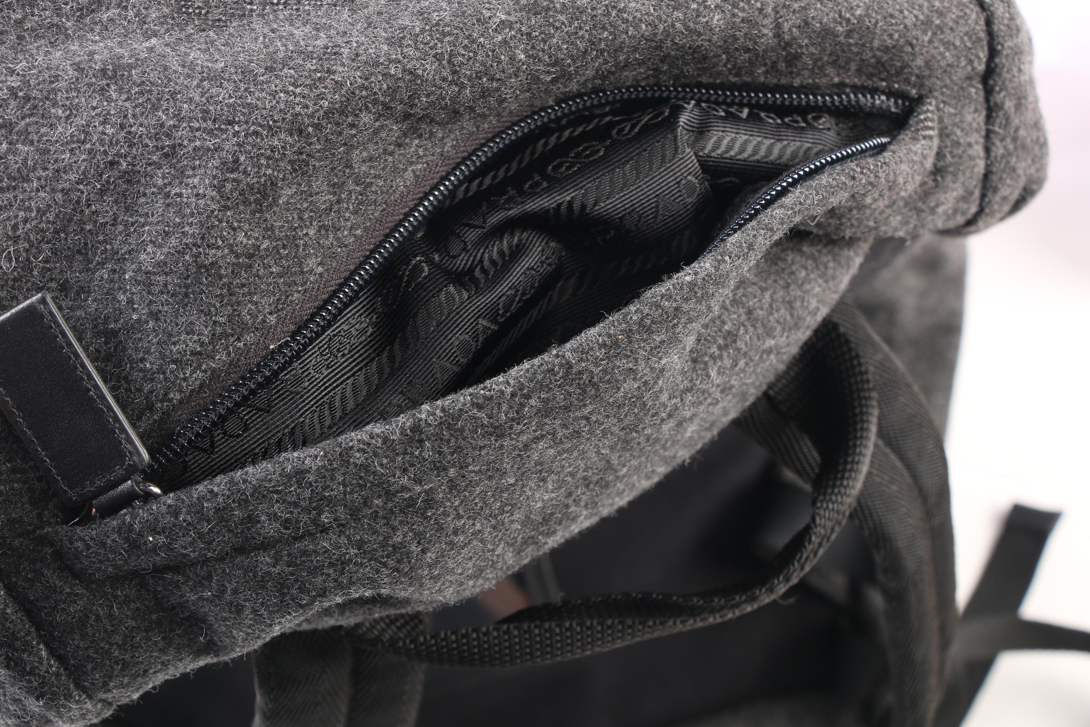 Prada Drawstring Gray Flannel Backpack