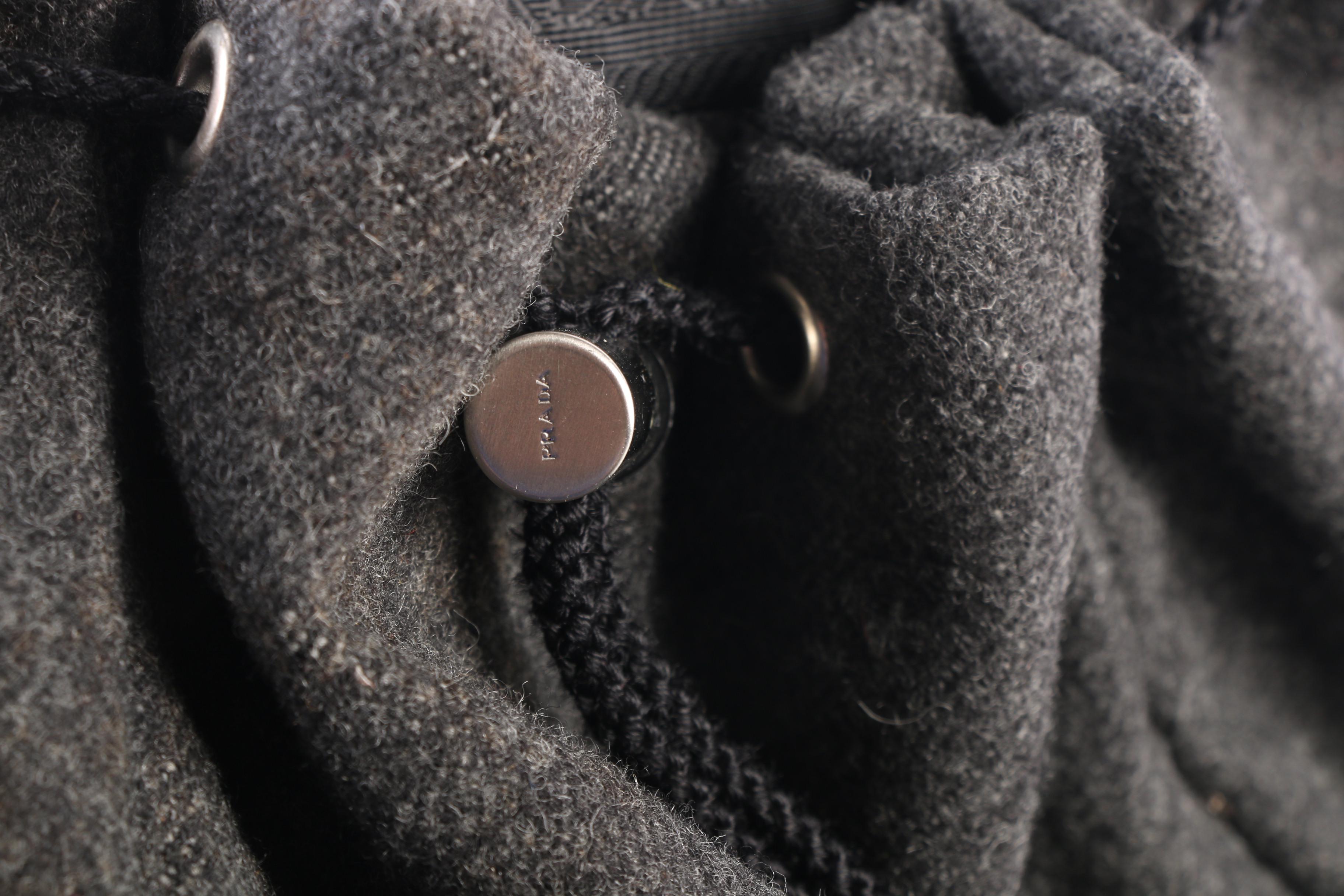 Prada Drawstring Gray Flannel Backpack