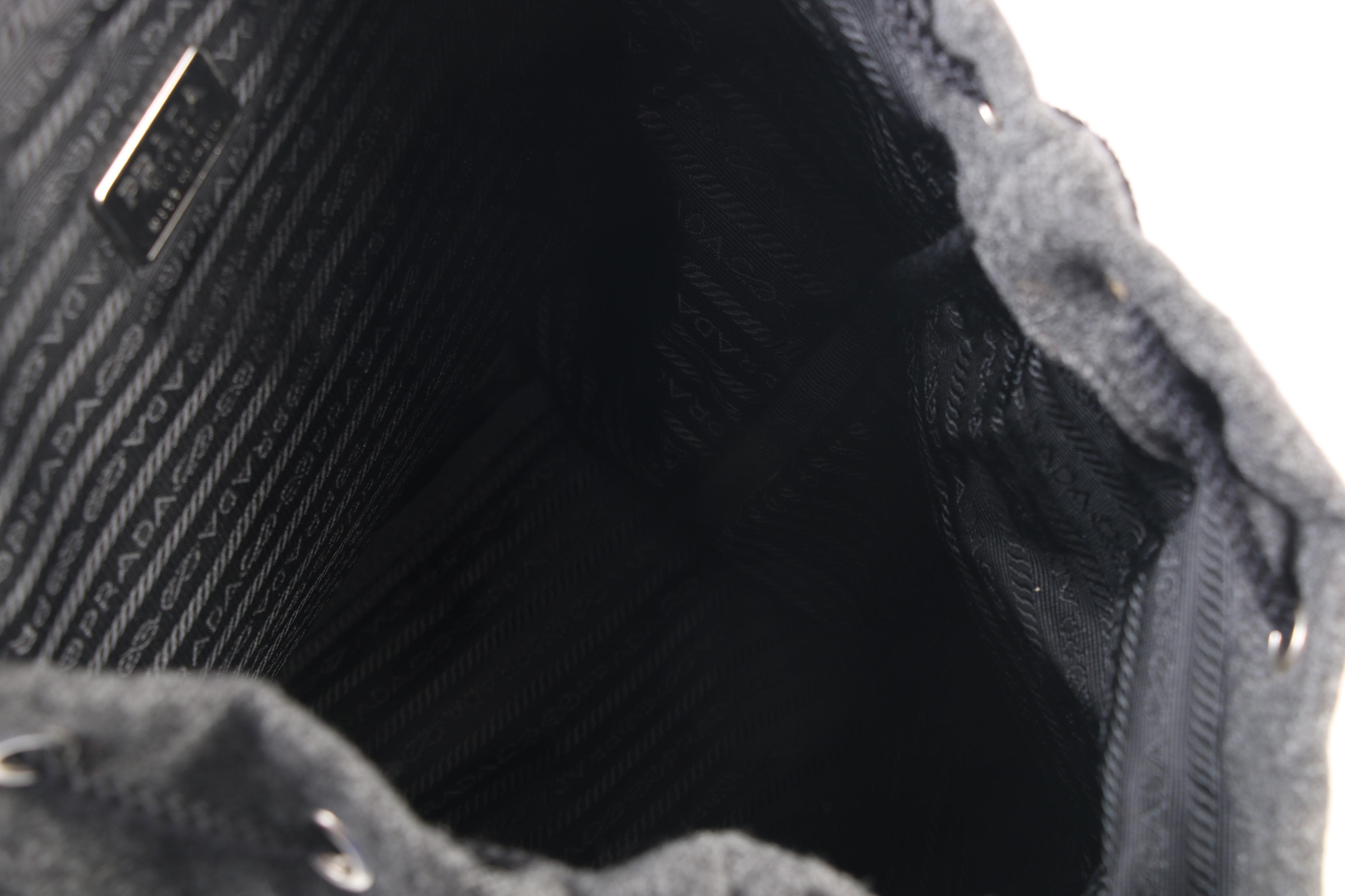 Prada Drawstring Gray Flannel Backpack