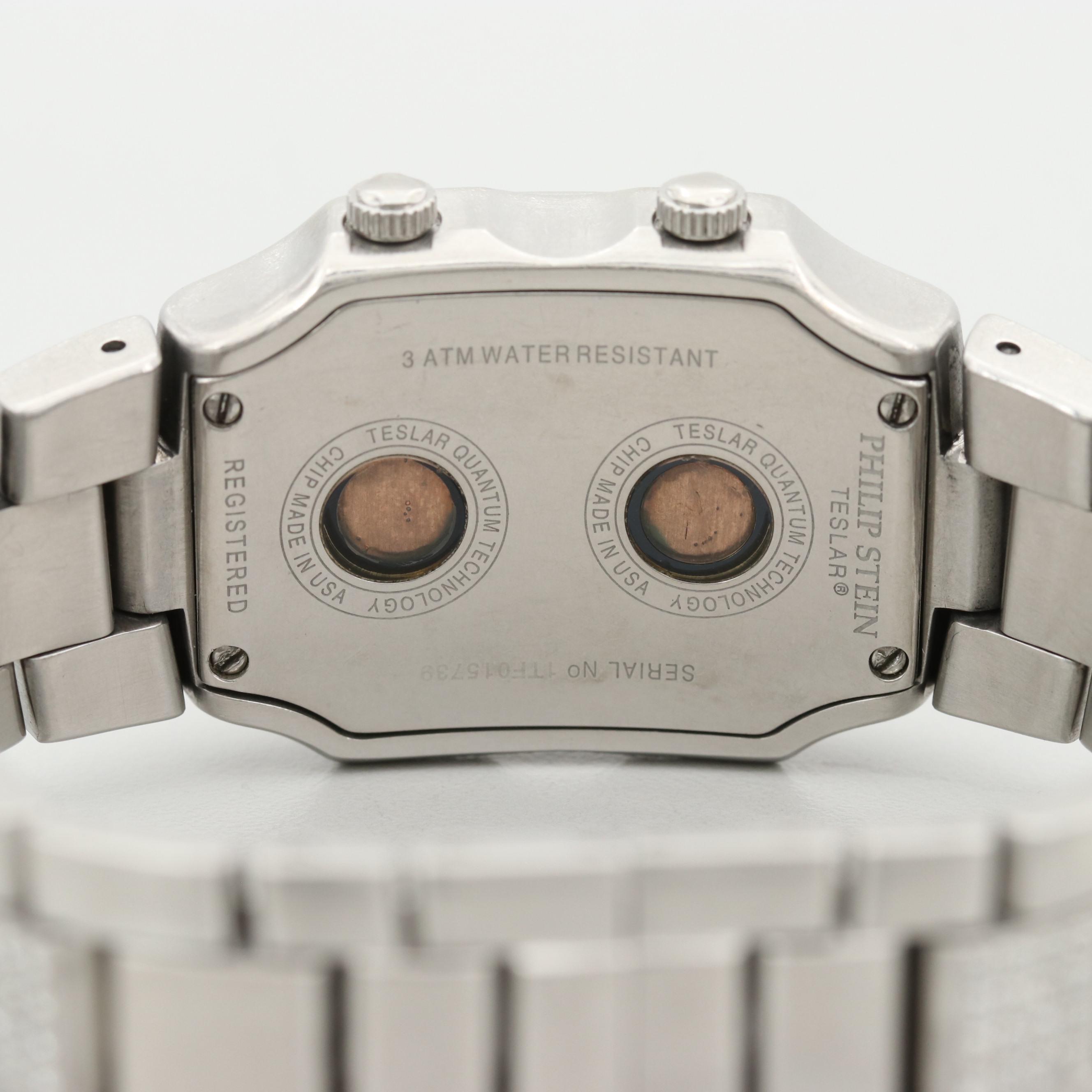 Philip Stein Teslar Dual Time 2.34 CTW Diamond and St. Steel Quartz Watch