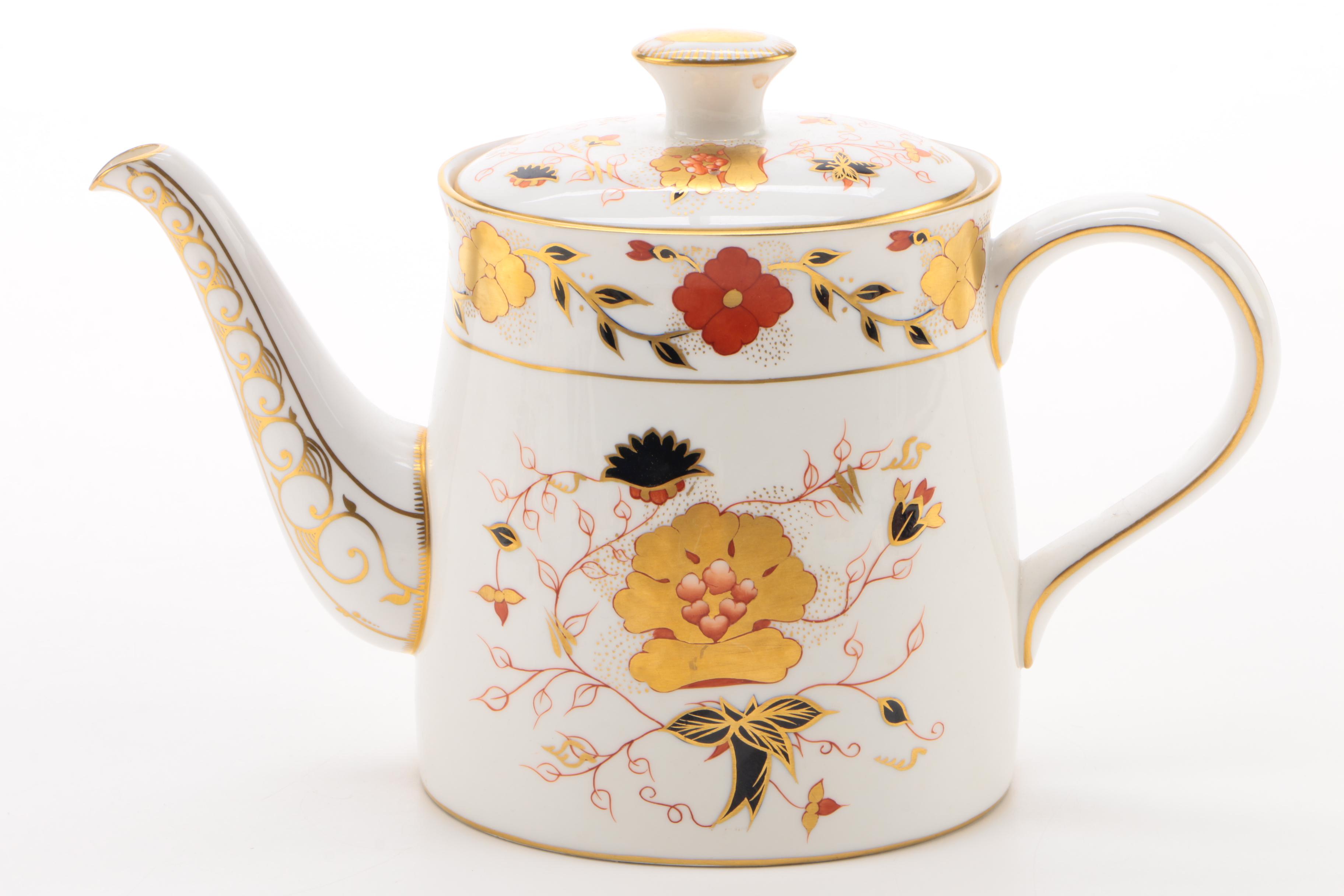 Royal Crown Derby "Traditional Imari" Tea Cups and "Gadroon Rose" Coffee Pot