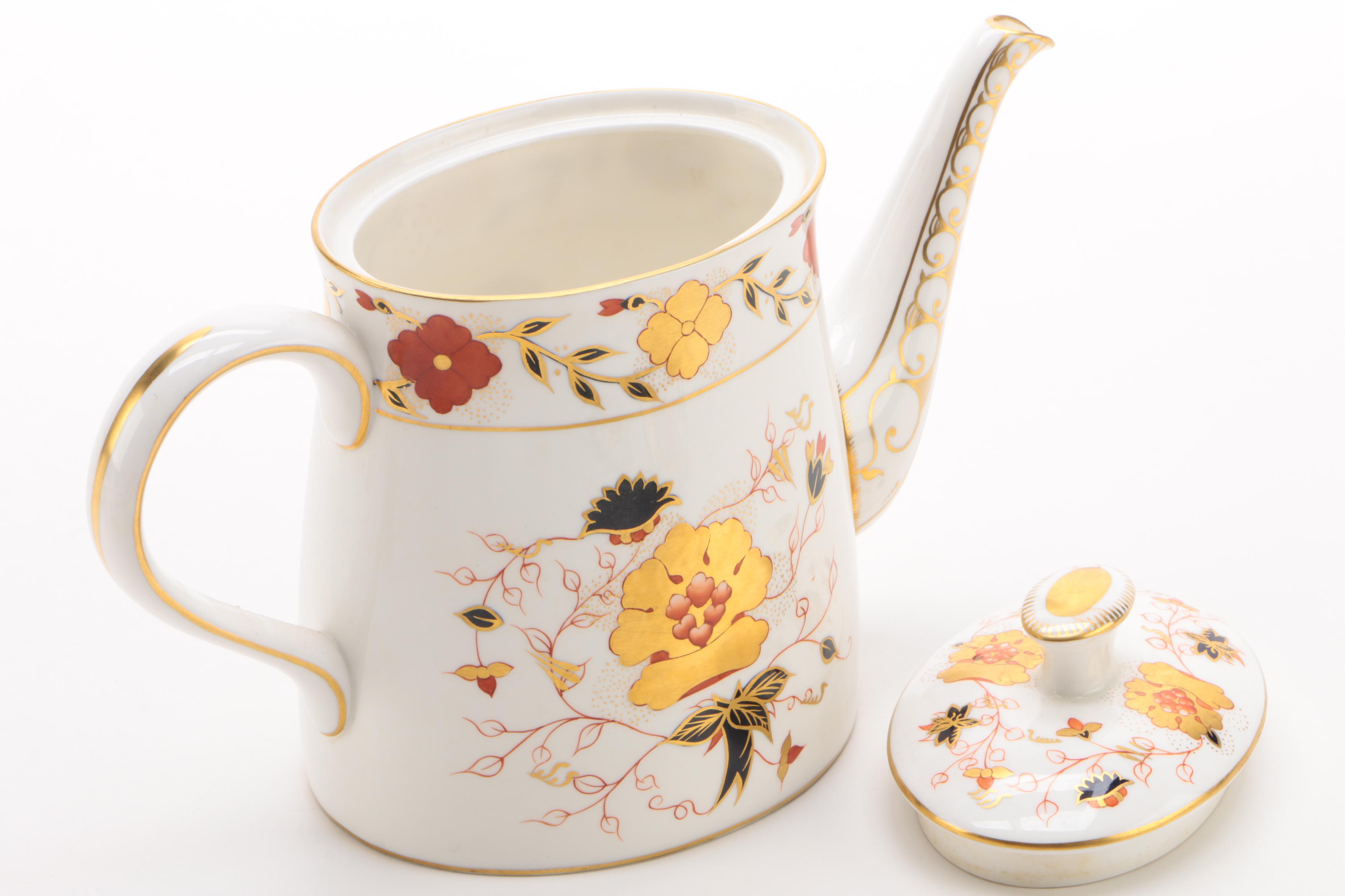 Royal Crown Derby "Traditional Imari" Tea Cups and "Gadroon Rose" Coffee Pot