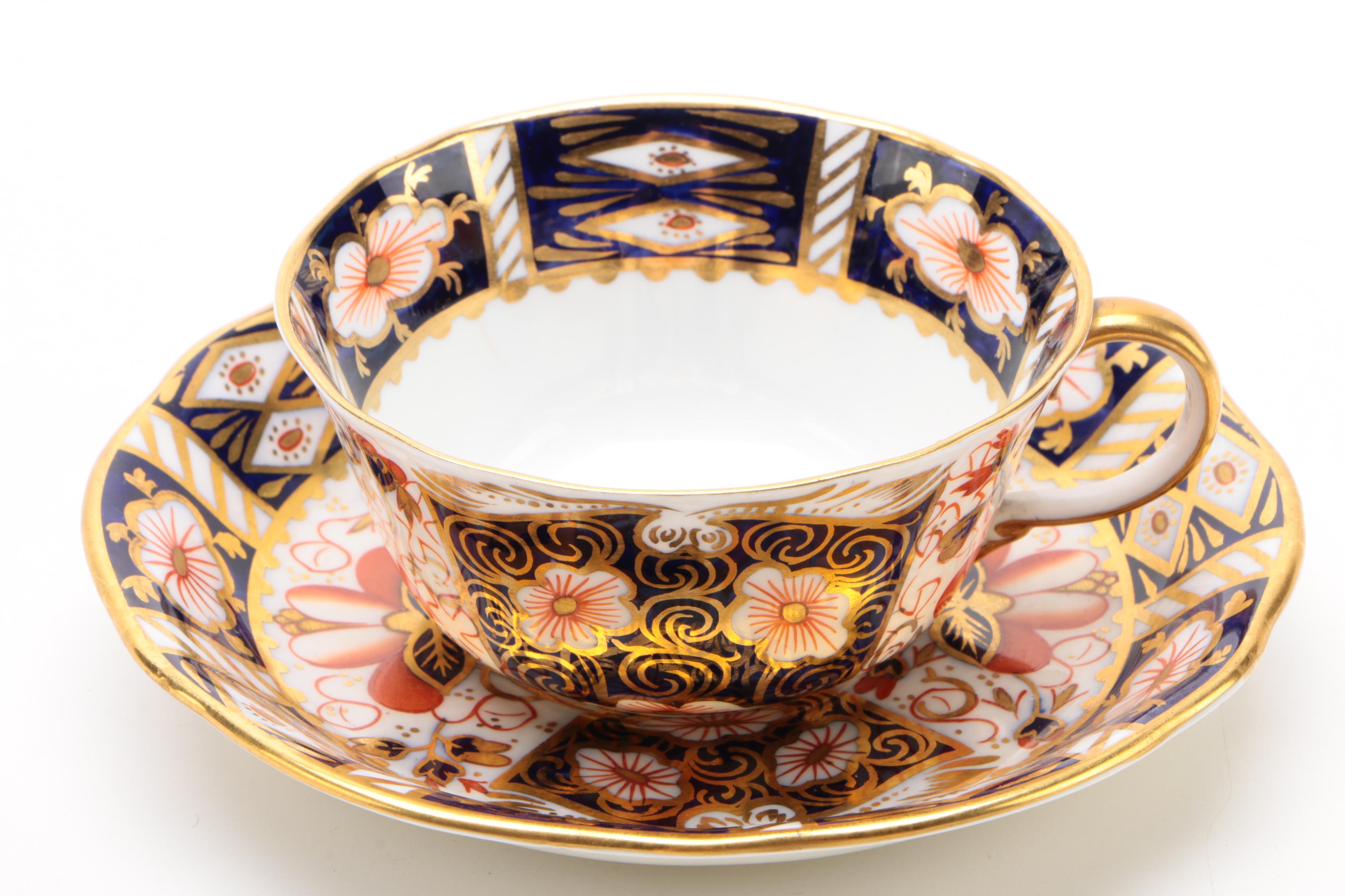 Royal Crown Derby "Traditional Imari" Tea Cups and "Gadroon Rose" Coffee Pot