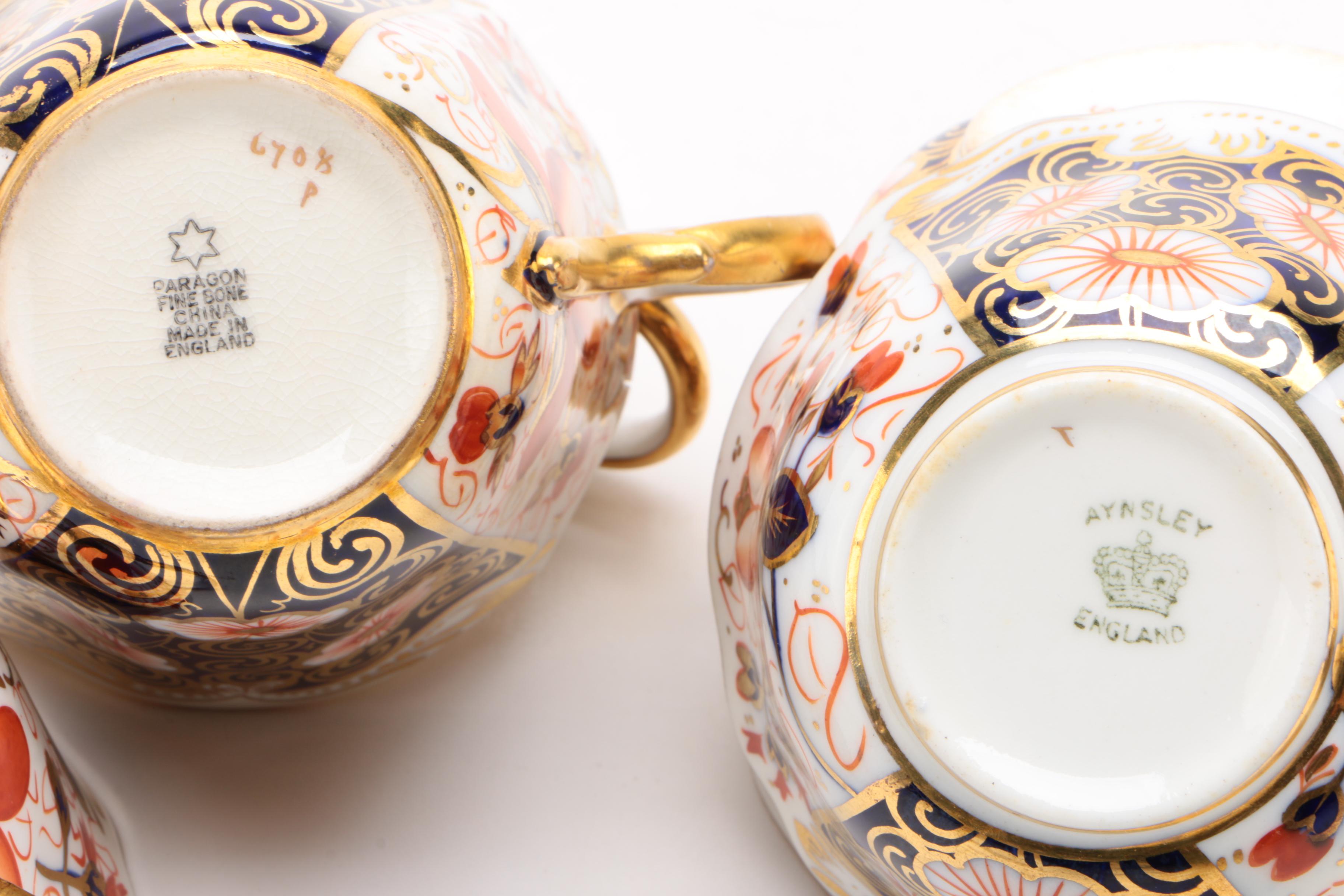 Royal Crown Derby "Traditional Imari" Tea Cups and "Gadroon Rose" Coffee Pot