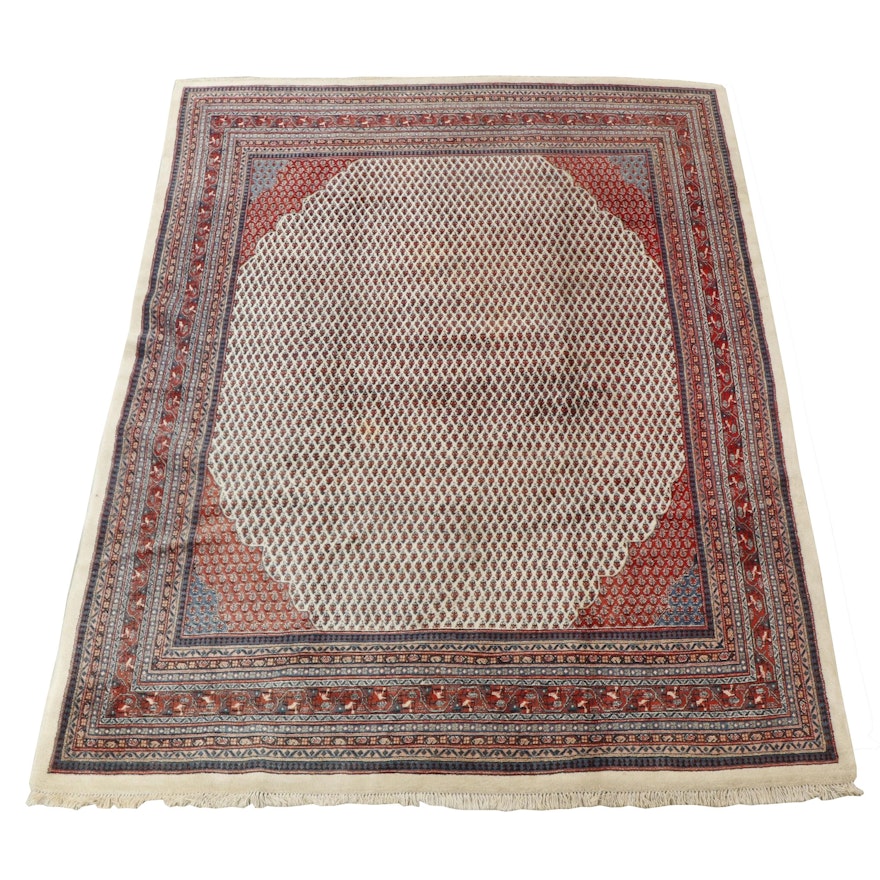 Hand Knotted Indo-Persian Mir Boteh Wool Area Rug