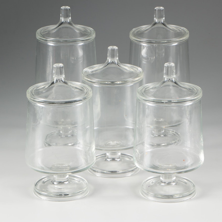 Clear Glass Footed Apothecary Style Canisters