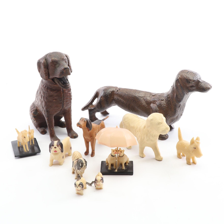 Vintage Cast Iron and Plastic Dogs