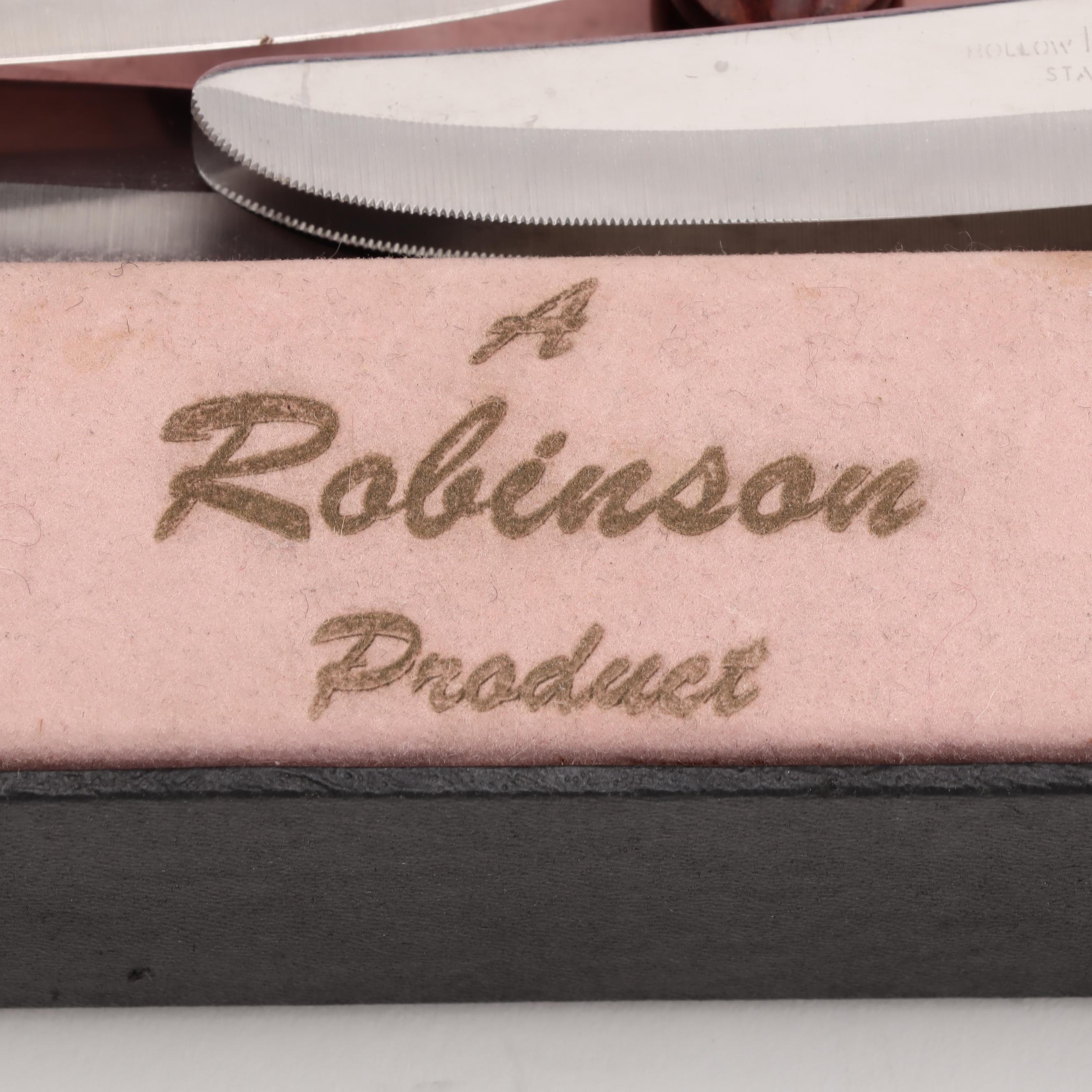 Robinson Stainless Steel Flatware with Wooden Handles and Chest, Mid-Century