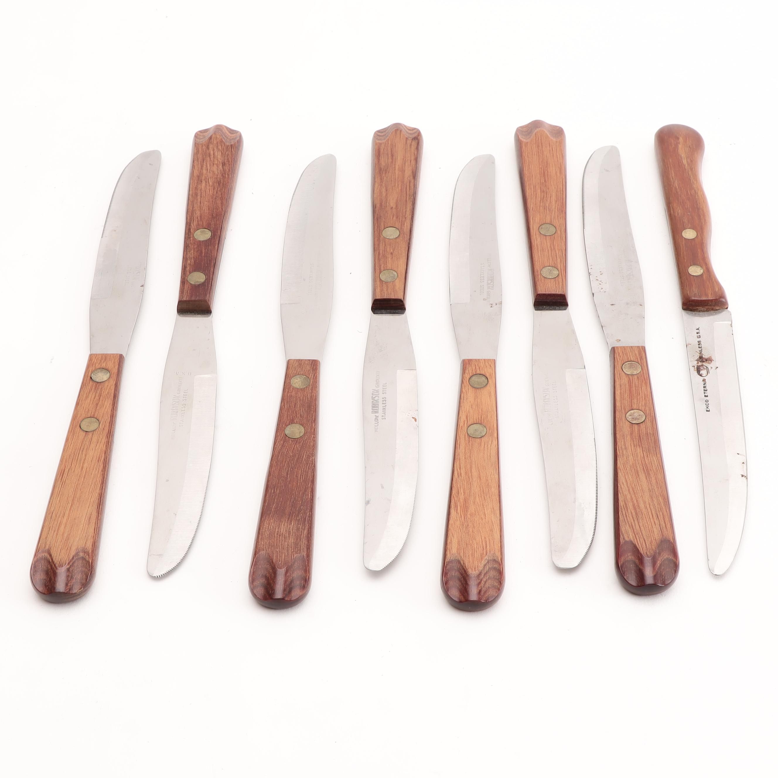 Robinson Stainless Steel Flatware with Wooden Handles and Chest, Mid-Century