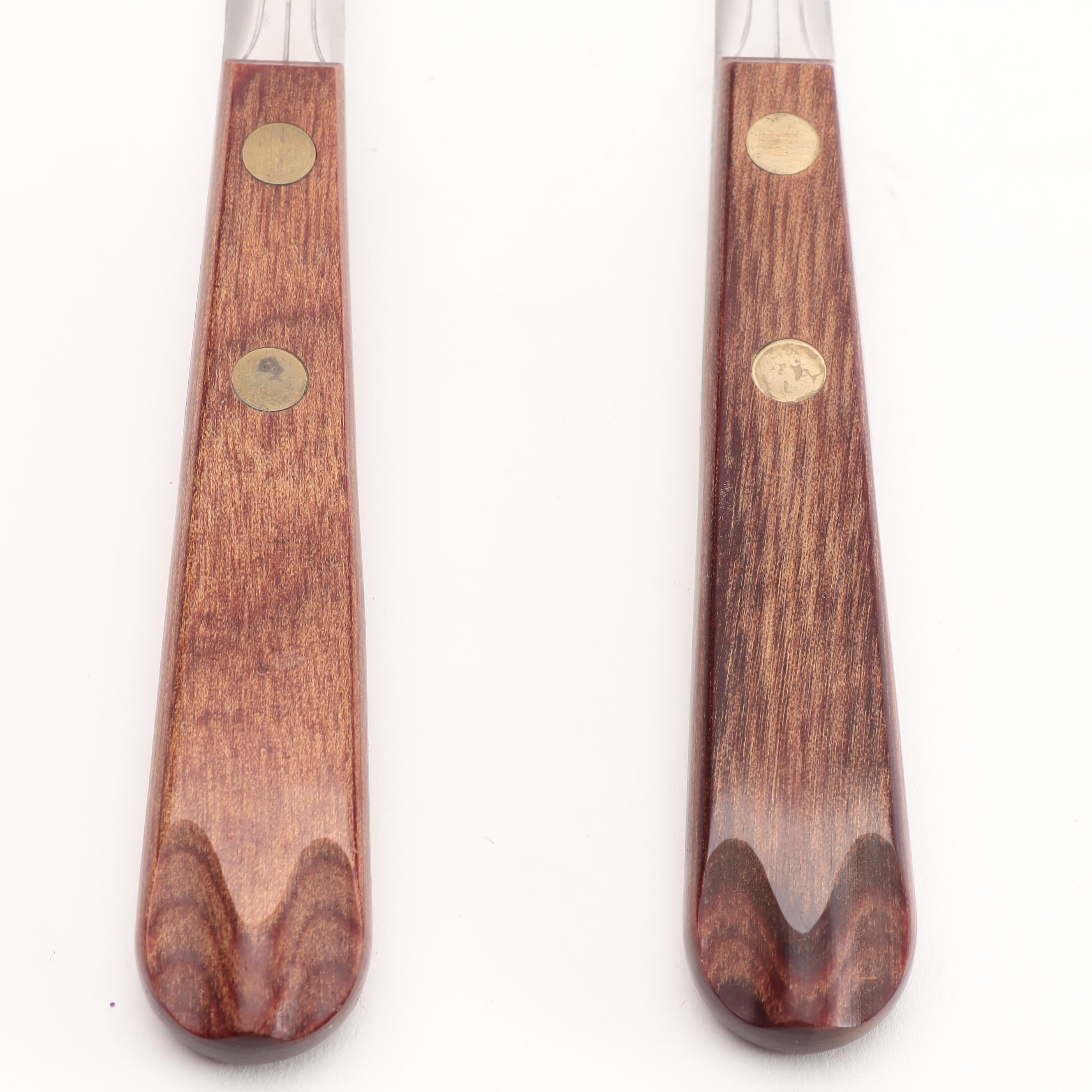 Robinson Stainless Steel Flatware with Wooden Handles and Chest, Mid-Century