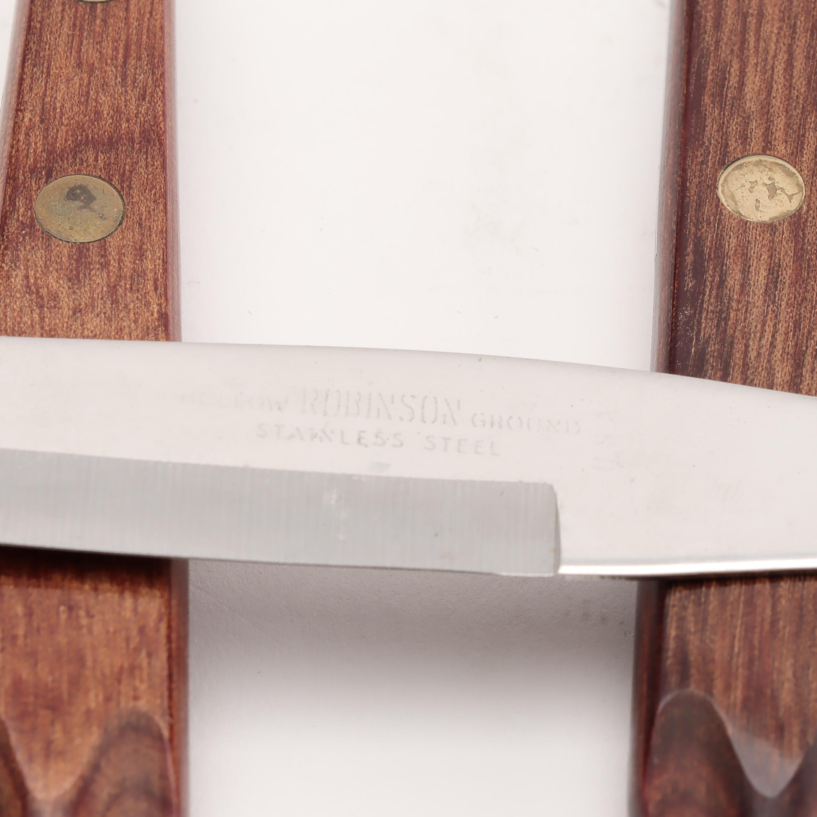 Robinson Stainless Steel Flatware with Wooden Handles and Chest, Mid-Century