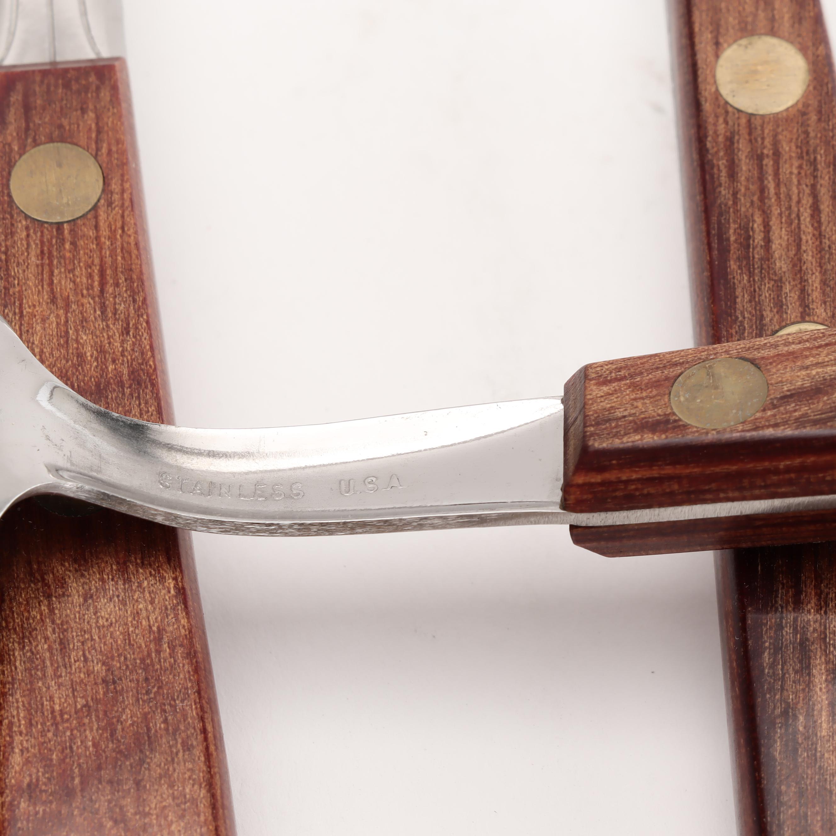 Robinson Stainless Steel Flatware with Wooden Handles and Chest, Mid-Century