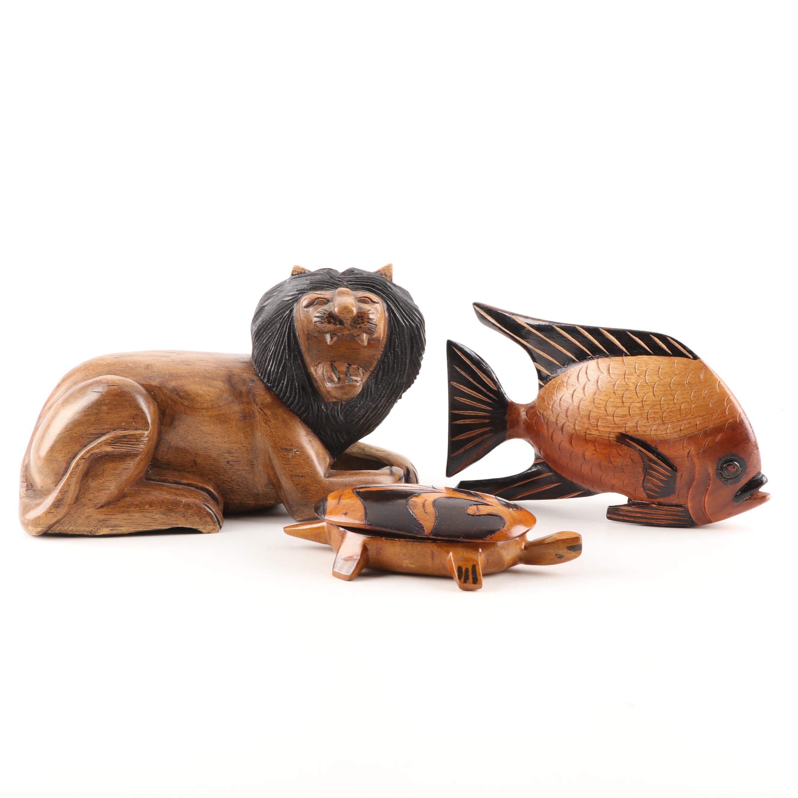Hand-Carved Wooden Animal Figurines