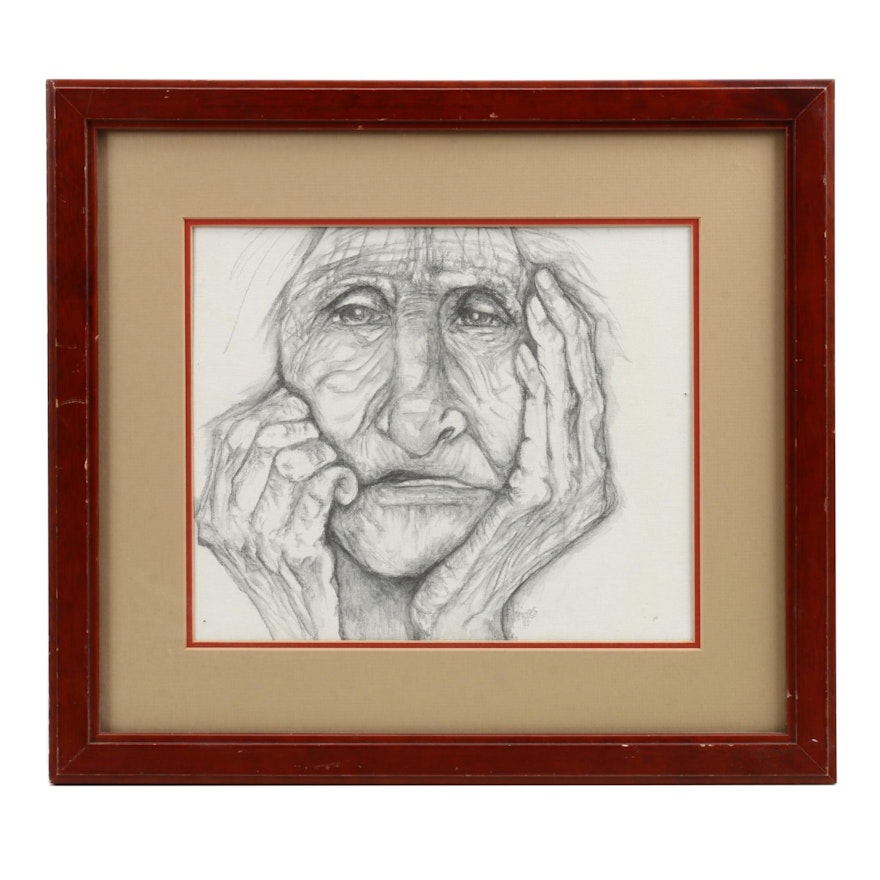 Angela Phipps Graphite Drawing of a Senior Citizen Portrait