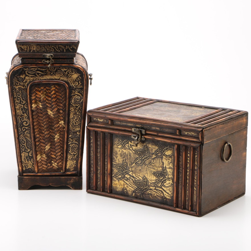 Pair of Decorative Boxes with Latching Lids