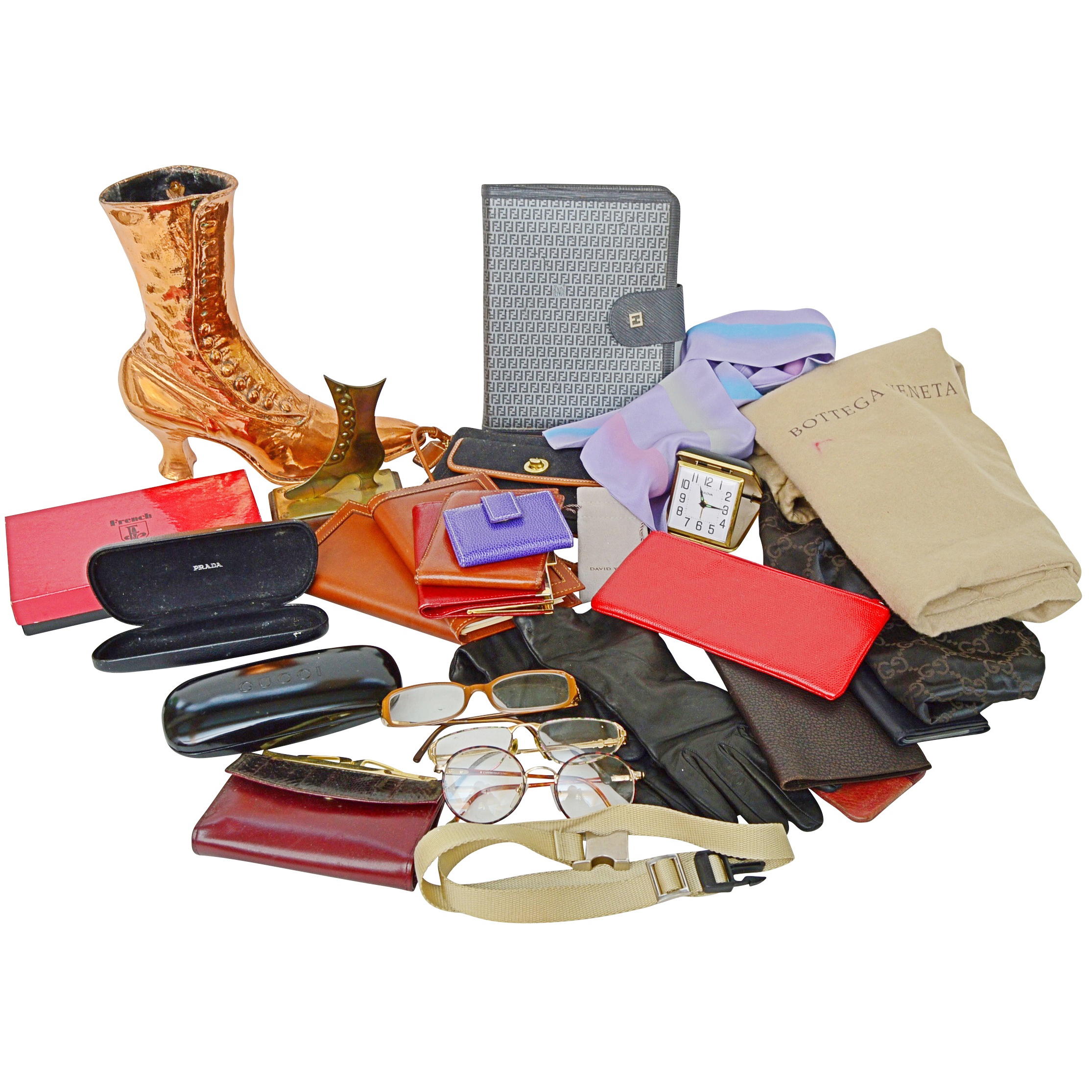 Fendi, Gucci, Bulova, Coach and More Accessories with Cases, Jewelry Bags, etc.