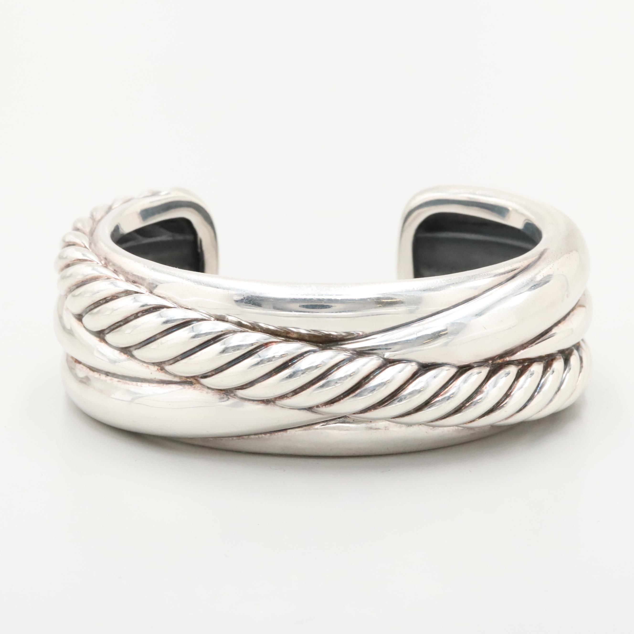 David Yurman Sterling Silver Crossover Cuff Bracelet