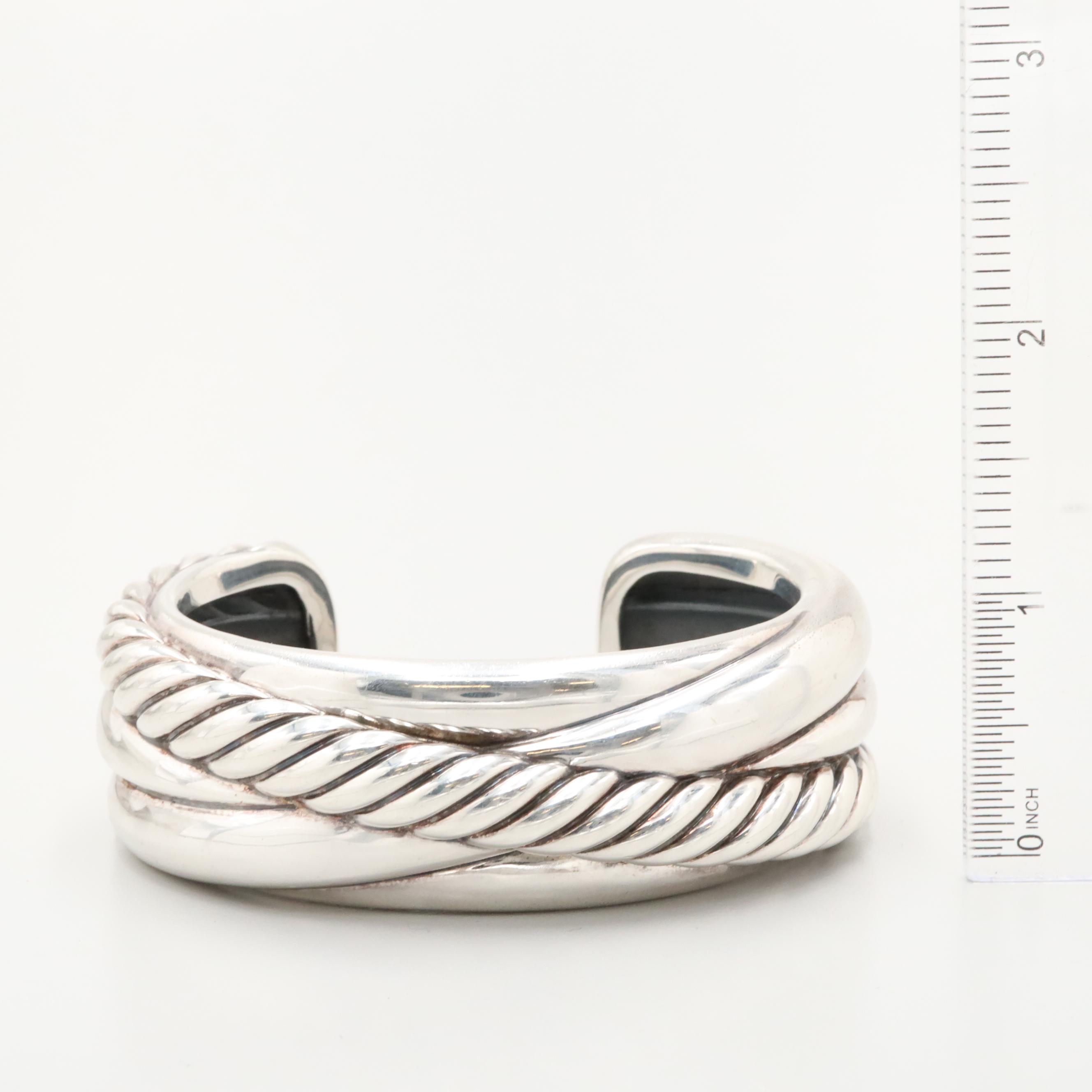 David Yurman Sterling Silver Crossover Cuff Bracelet