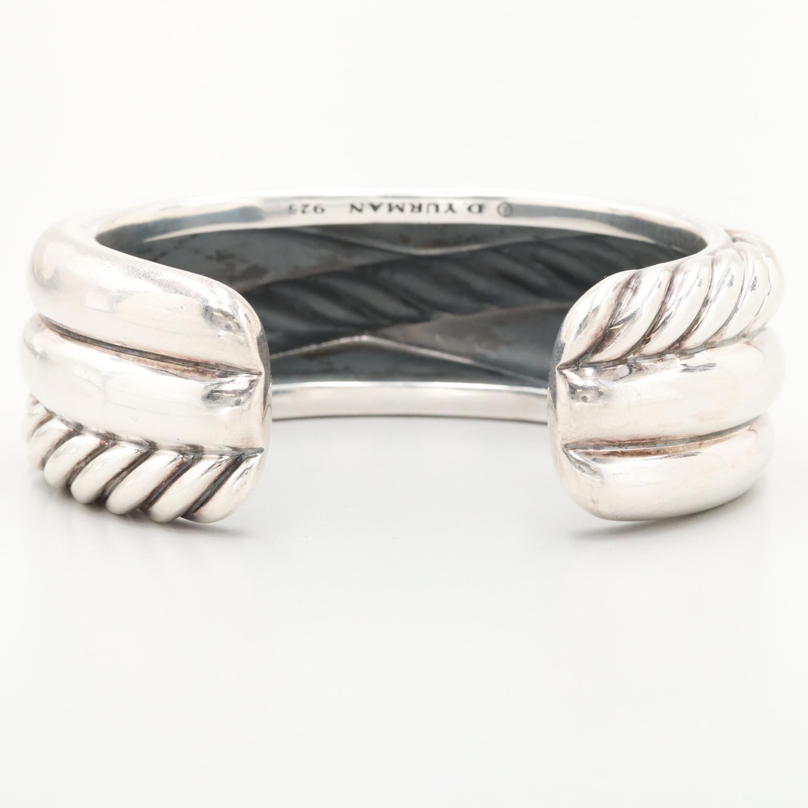David Yurman Sterling Silver Crossover Cuff Bracelet