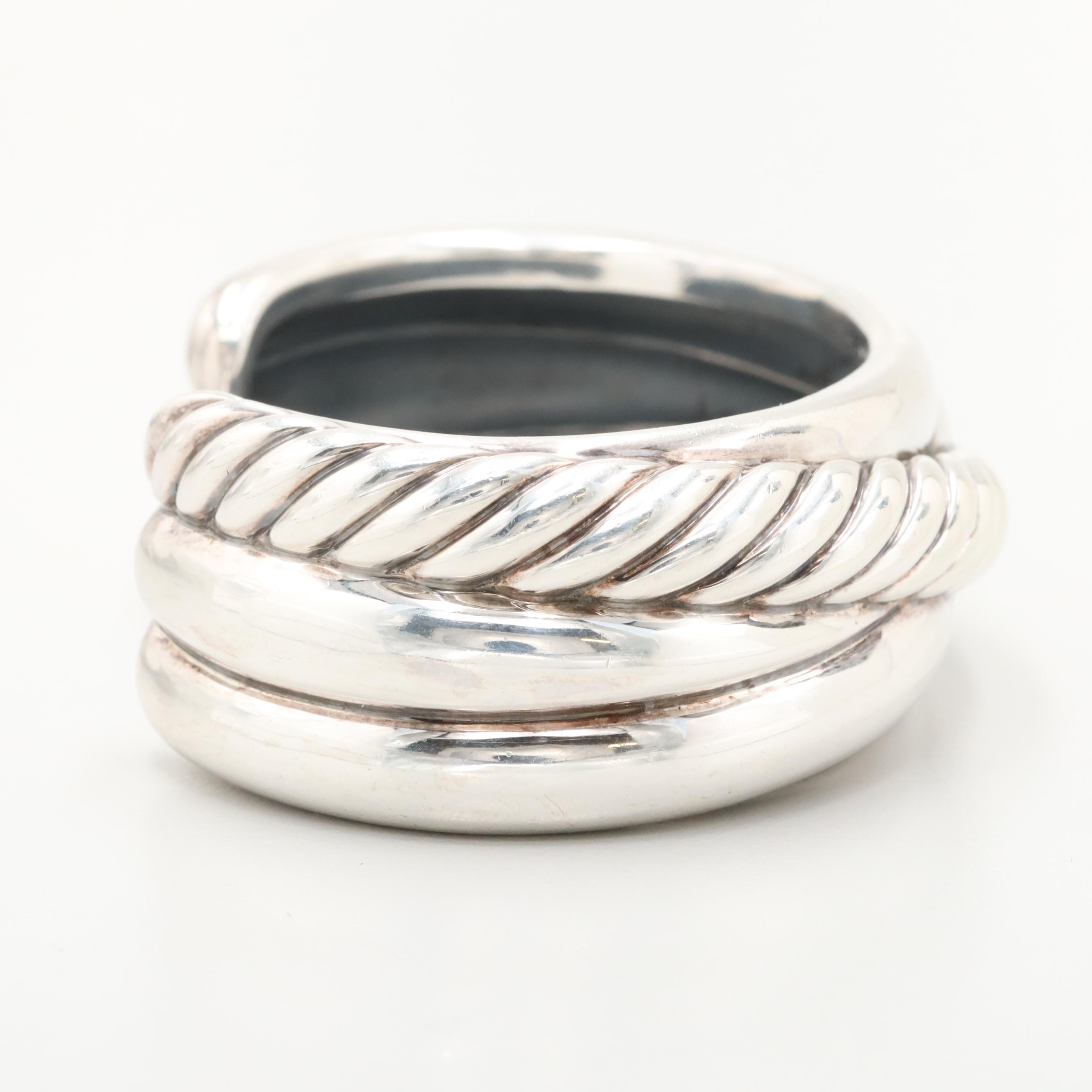 David Yurman Sterling Silver Crossover Cuff Bracelet