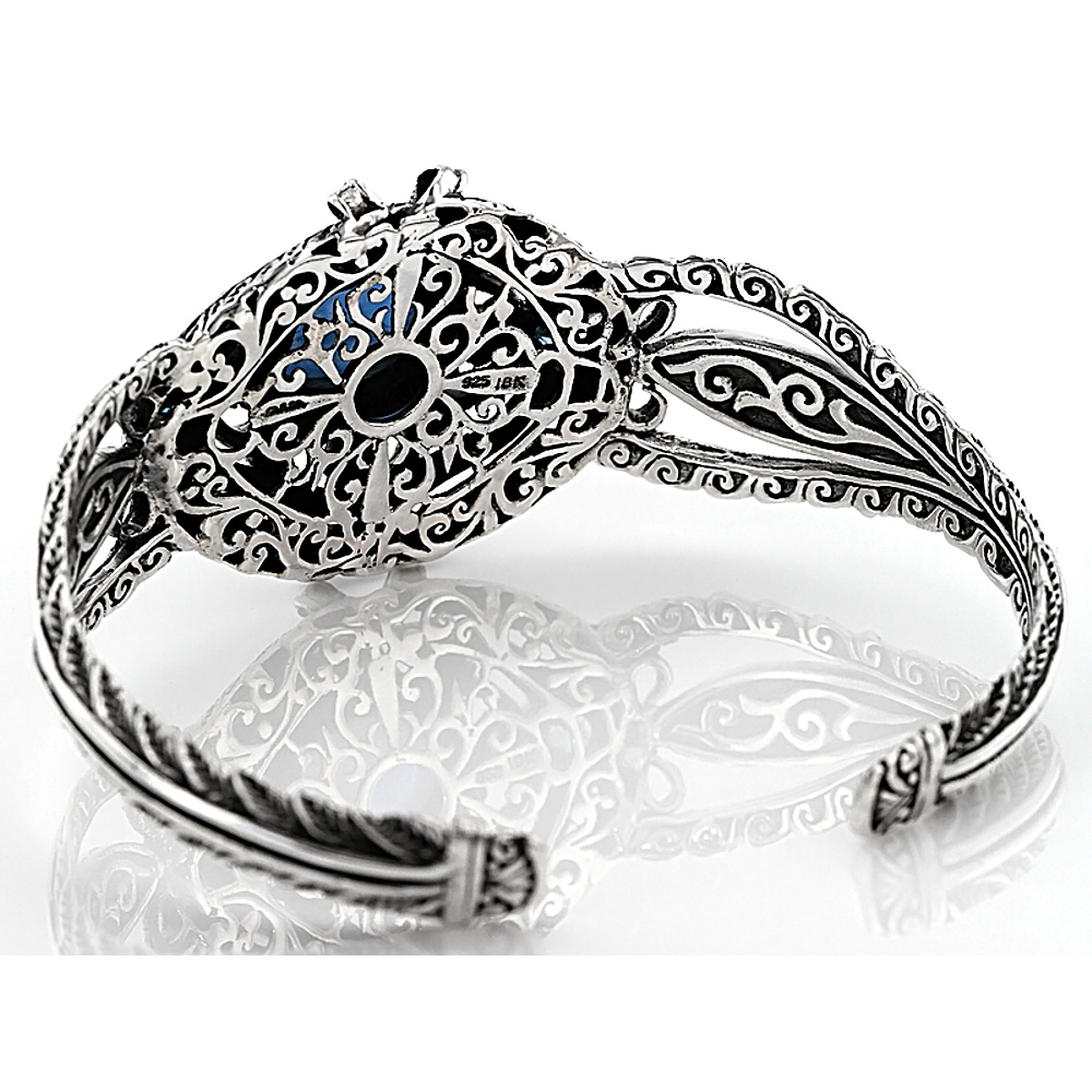 Sterling Silver Aquamarine and Topaz Cuff Bracelet