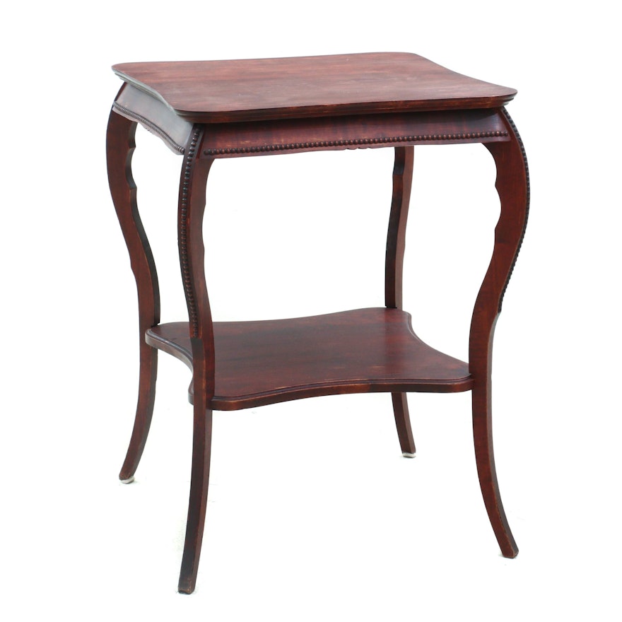 Late Victorian Mahogany-Stained Birch Two-Tier Side Table, Early 20th Century