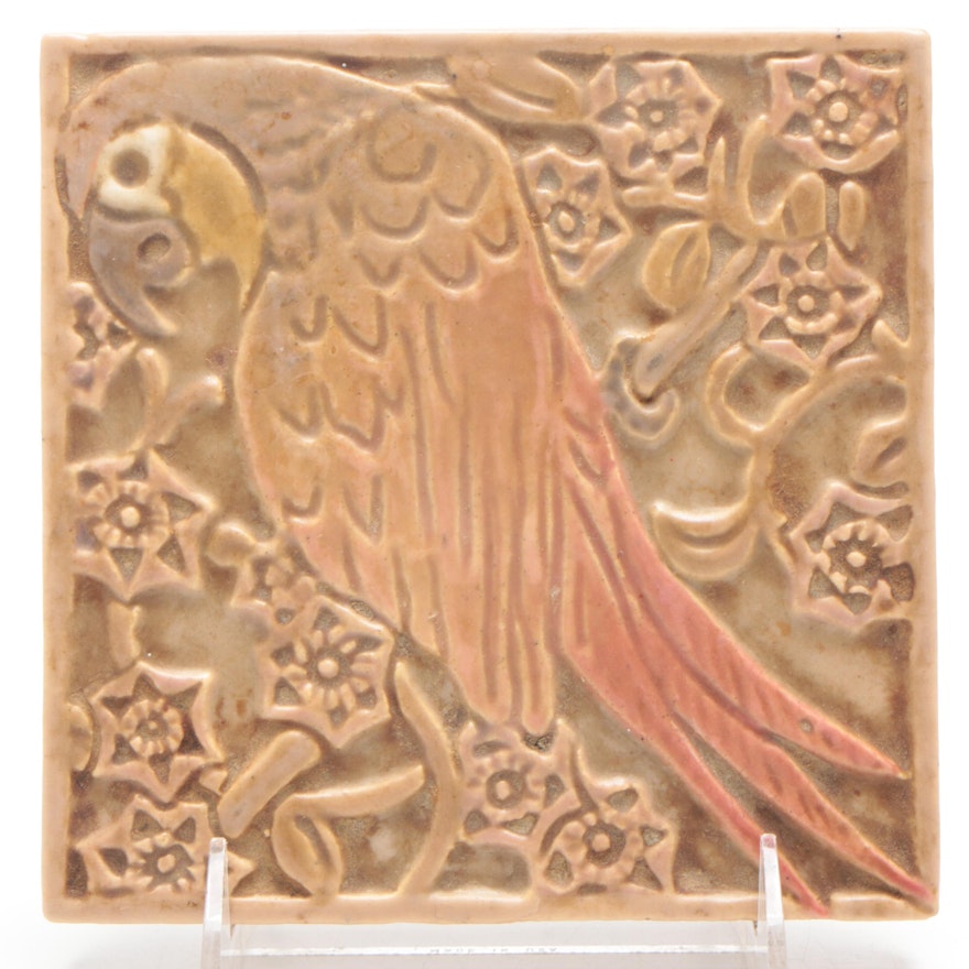 Rookwood Pottery Faïence Parrot Tile, 1886