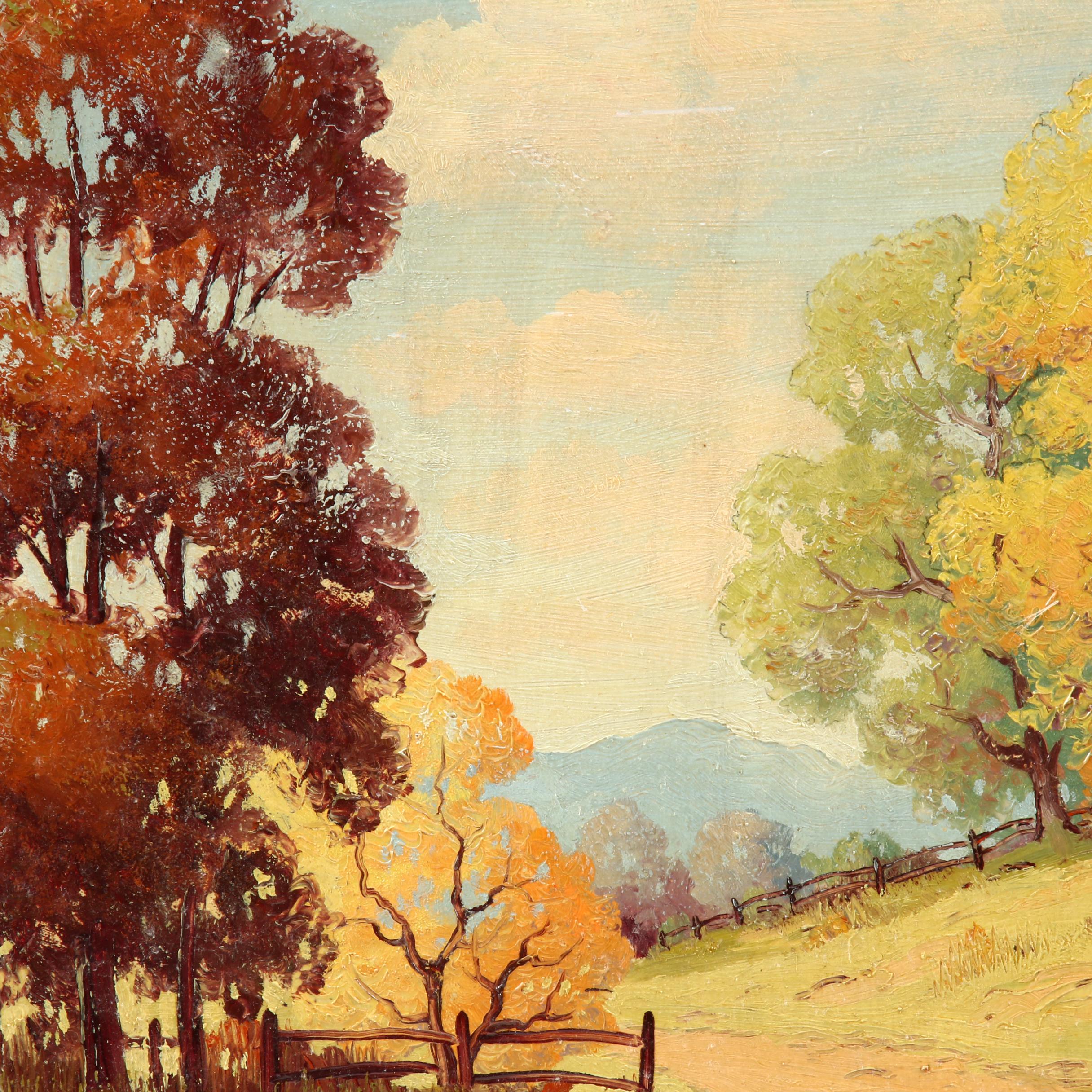 Ernest Fredericks Oil Painting of Autumn Landscape